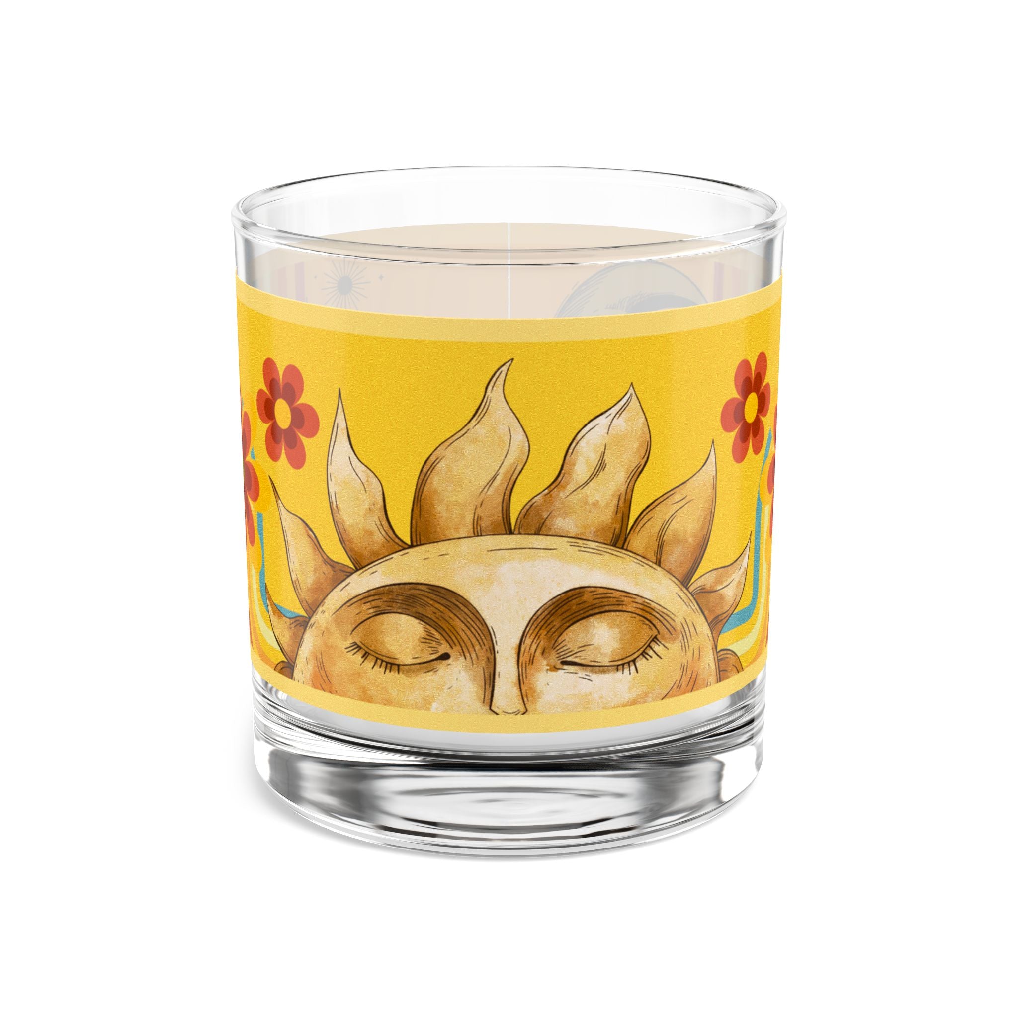 🌻✨ 70s Sunshine Floral Astrology Glass 🔮