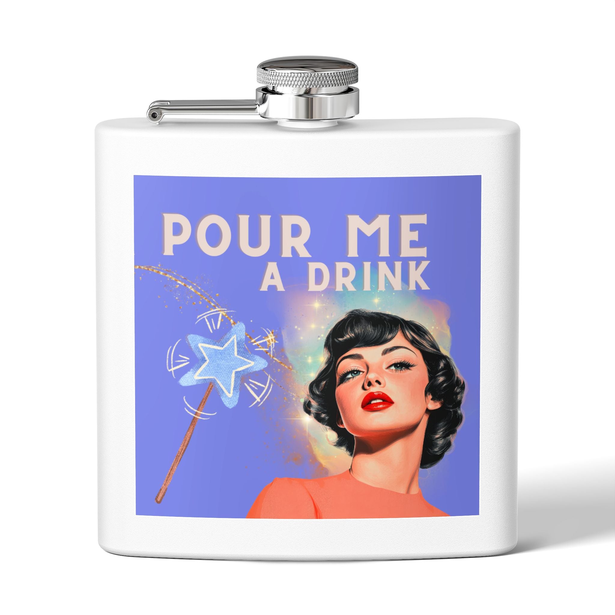 Pour Me a Drink – Retro Woman Magical Wand Flask