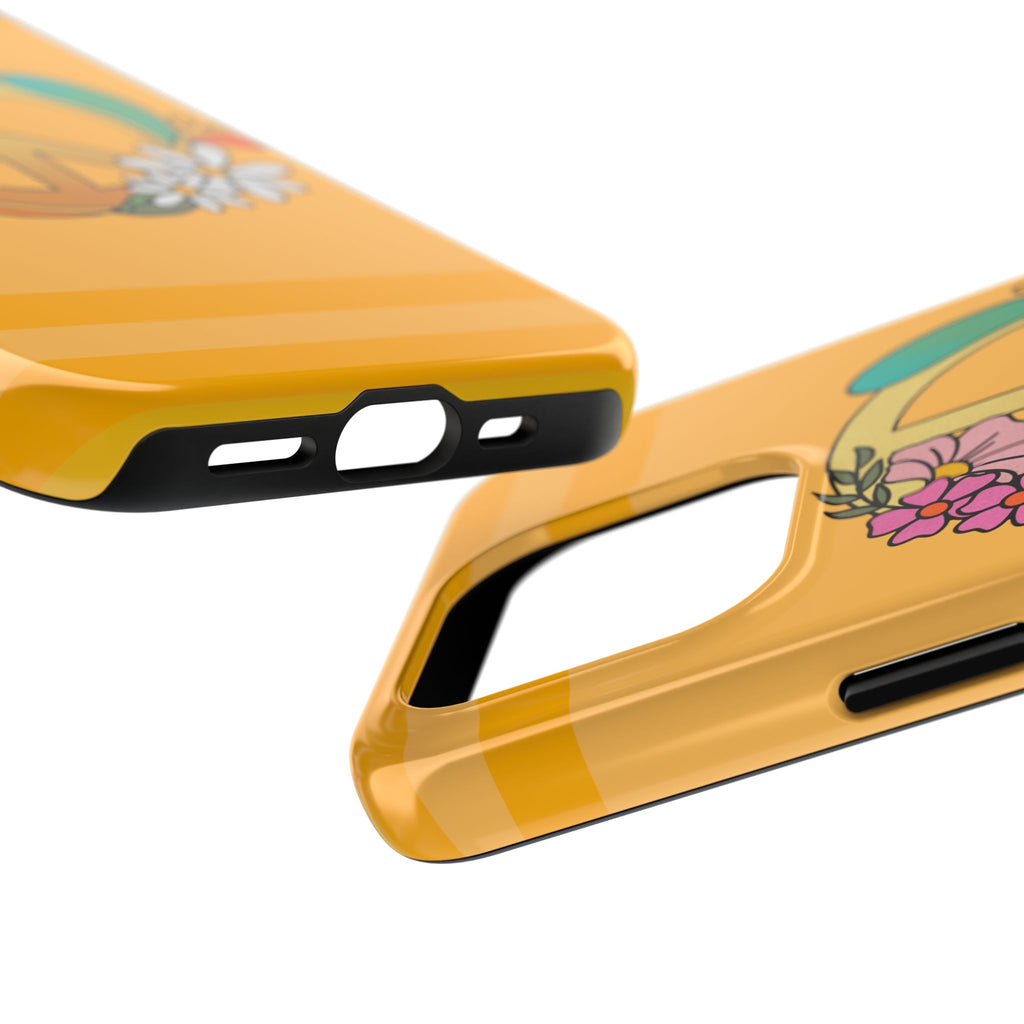60s–70s Yellow Peace Sign Phone Case ✌️📱