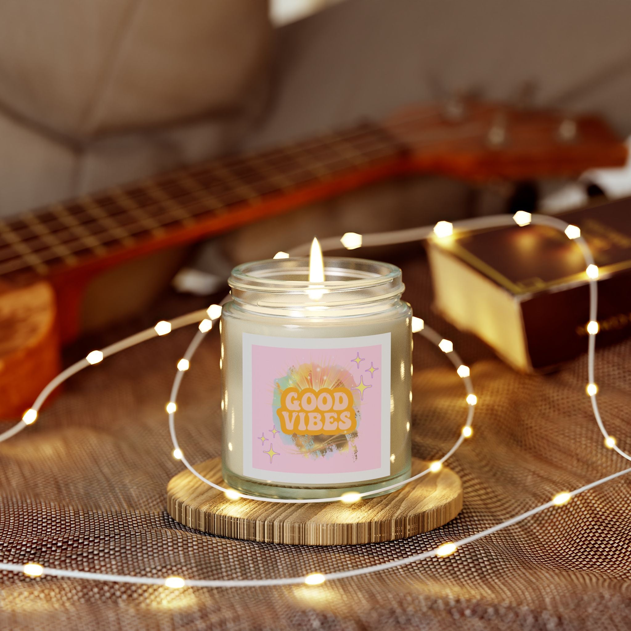 60s–70s Good Vibes Candle ☮️🕯️