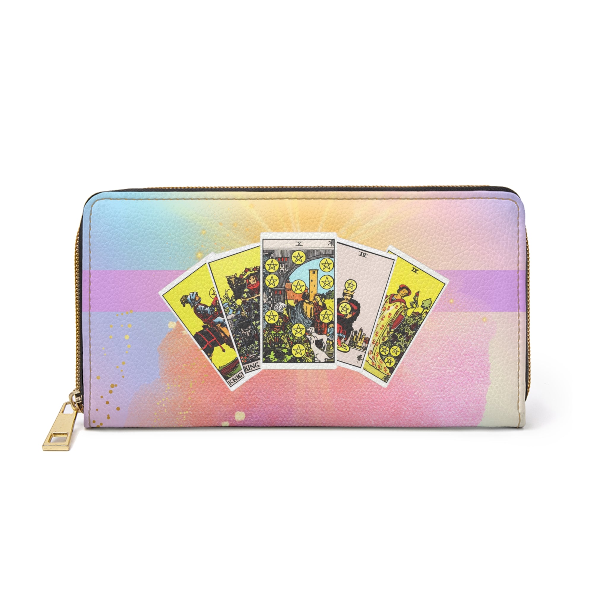 60s–70s Tarot Magic (Major Arcana) Iridescent Gold Shine Wallet 🔮✨🌙