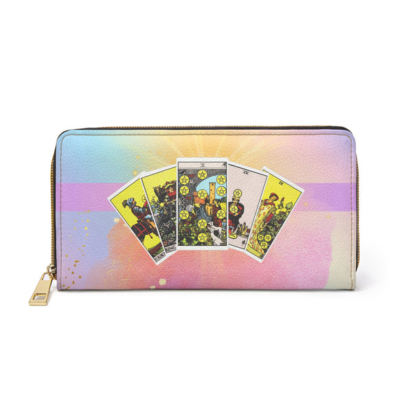 60s–70s Tarot Magic (Major Arcana) Iridescent Gold Shine Wallet 🔮✨🌙