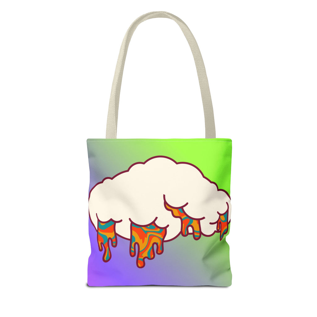 🍄☁️ 70s Trippy Cloud & Mushroom Tote Bag 🌈✨