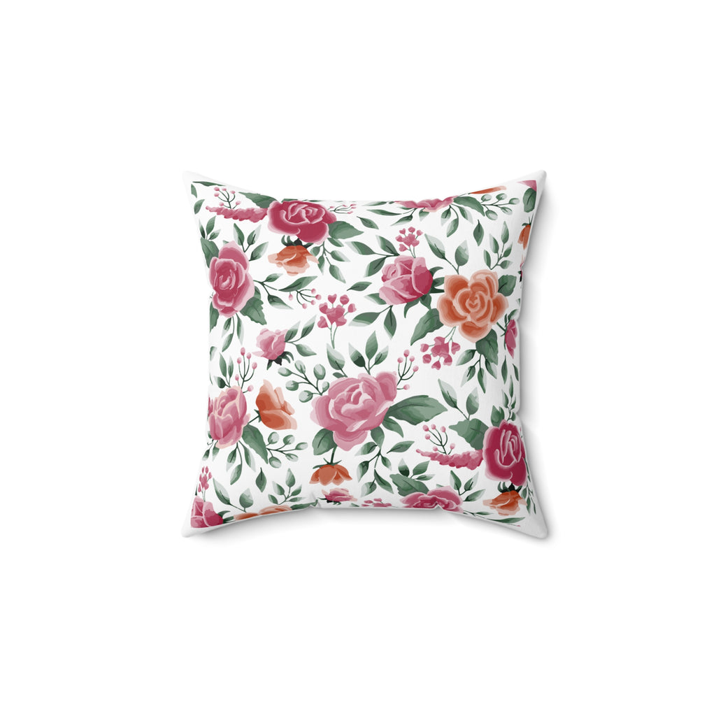 90s Vintage Floral Pink and White Pillow