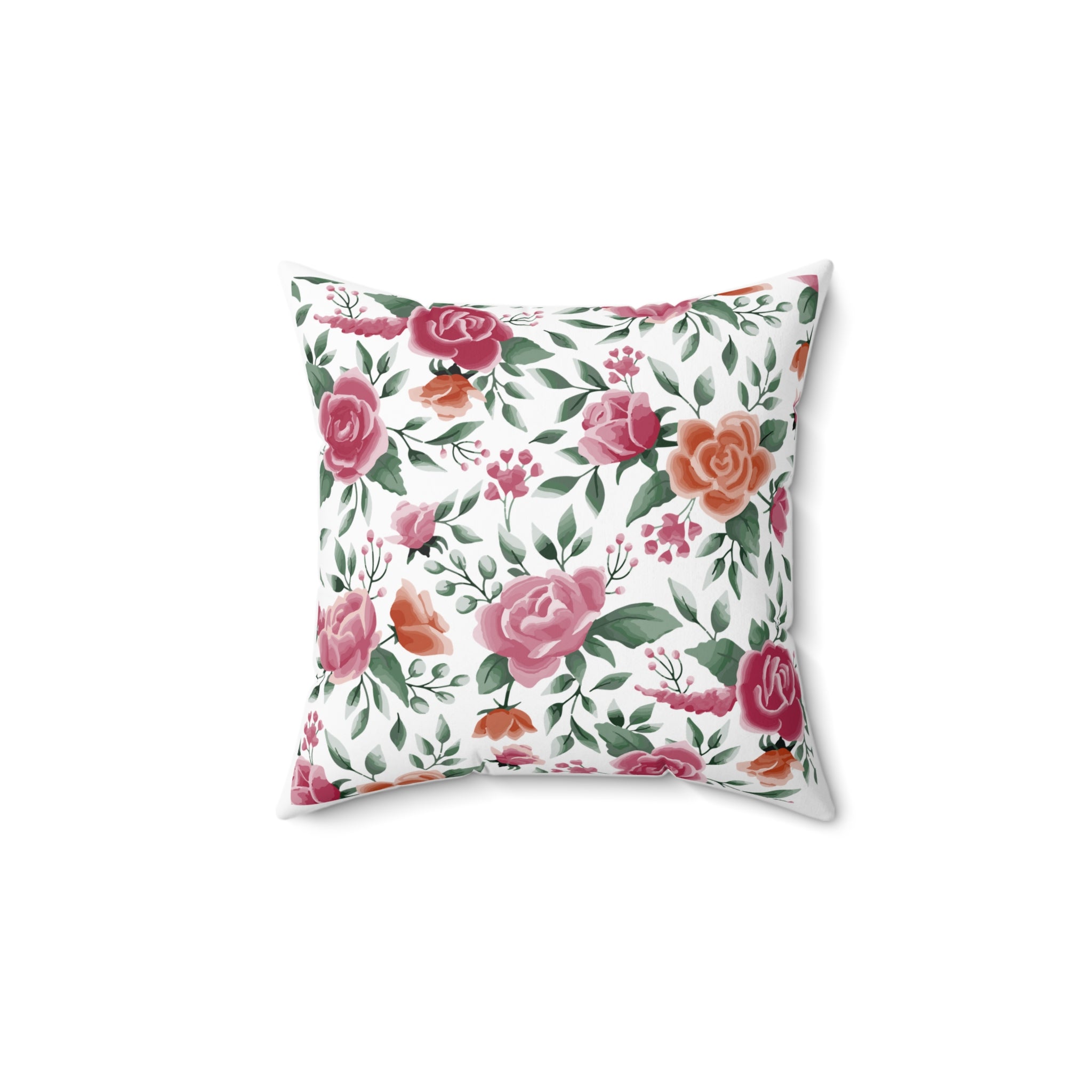 90s Vintage Floral Pink and White Pillow