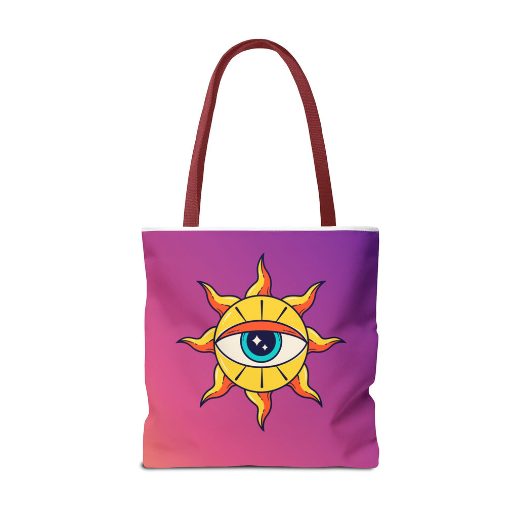🌞👁️ 70s All-Seeing Eye Sun Design Tote Bag ✨🌿