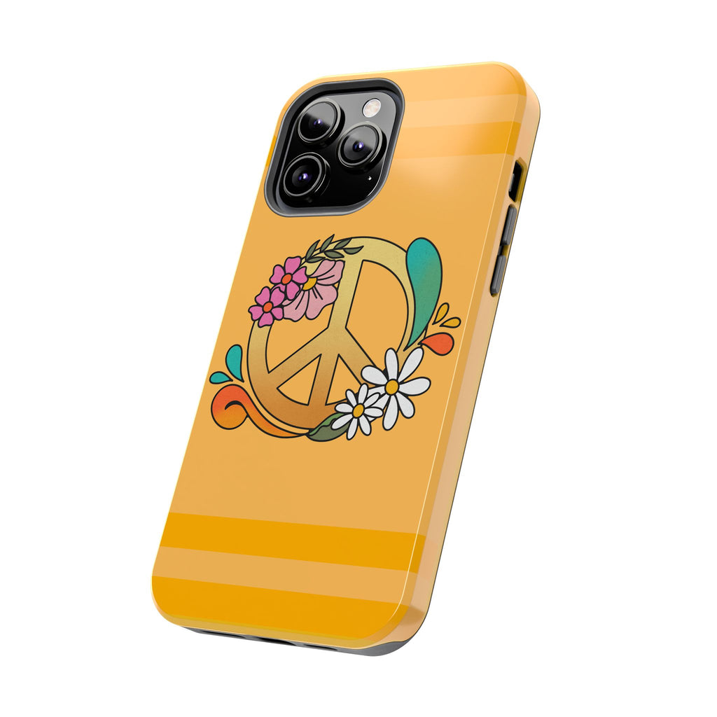 60s–70s Yellow Peace Sign Phone Case ✌️📱