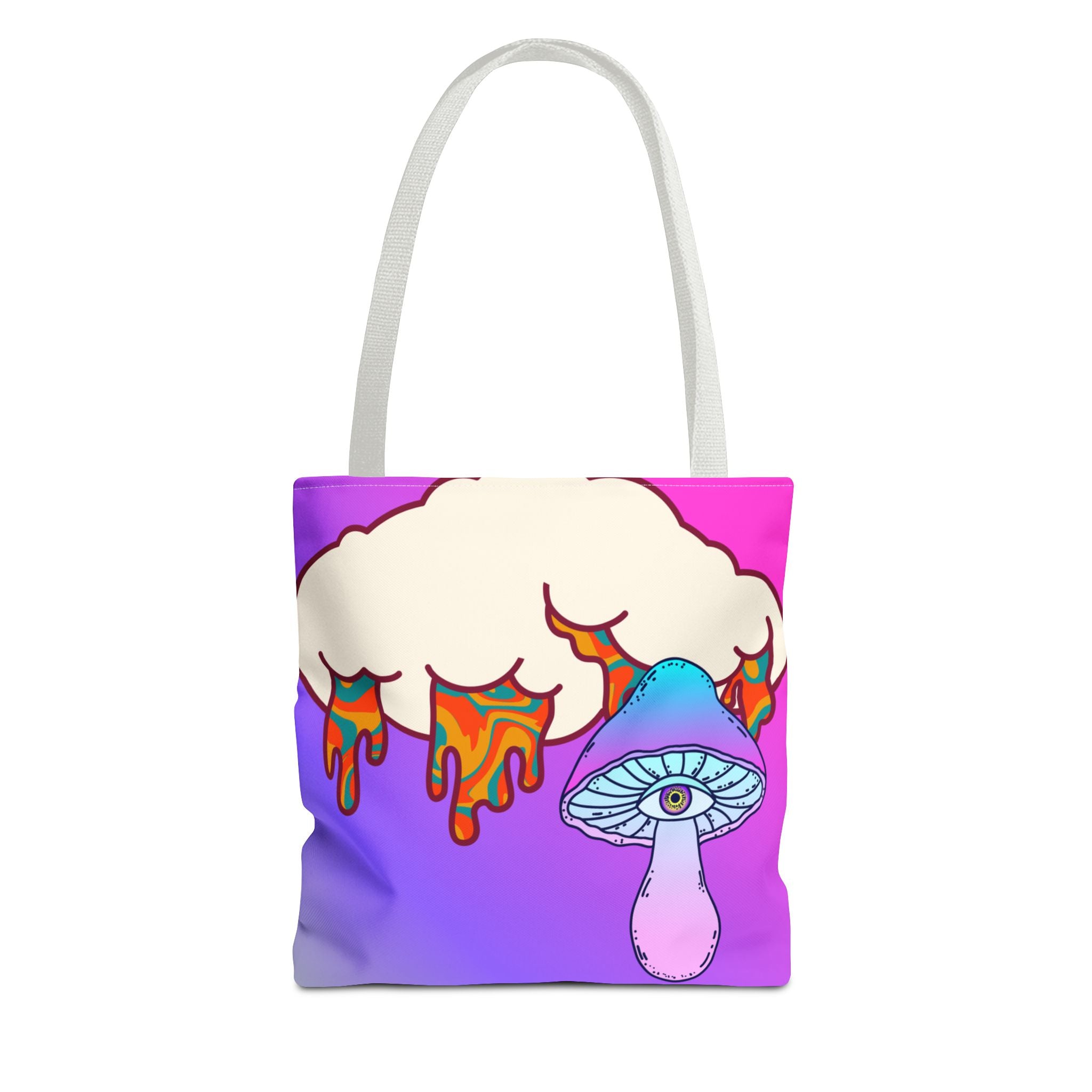 🍄☁️ 70s Trippy Cloud & Mushroom Tote Bag 🌈✨