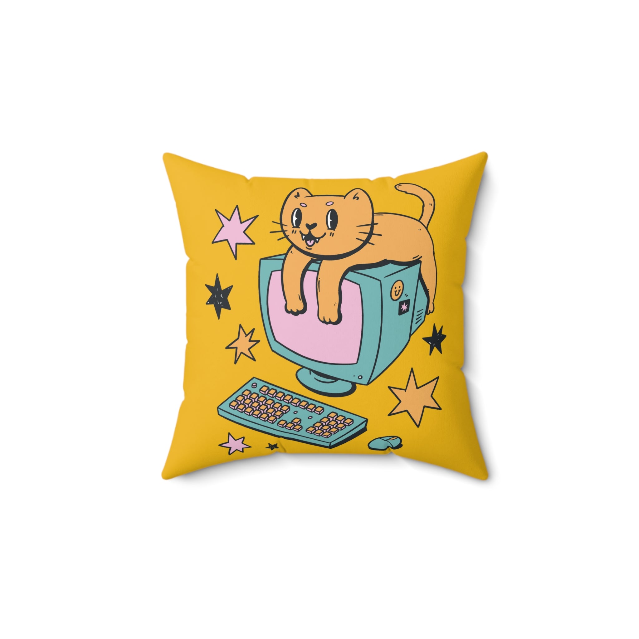 90's Nostalgia Kitty & Computer Pillow