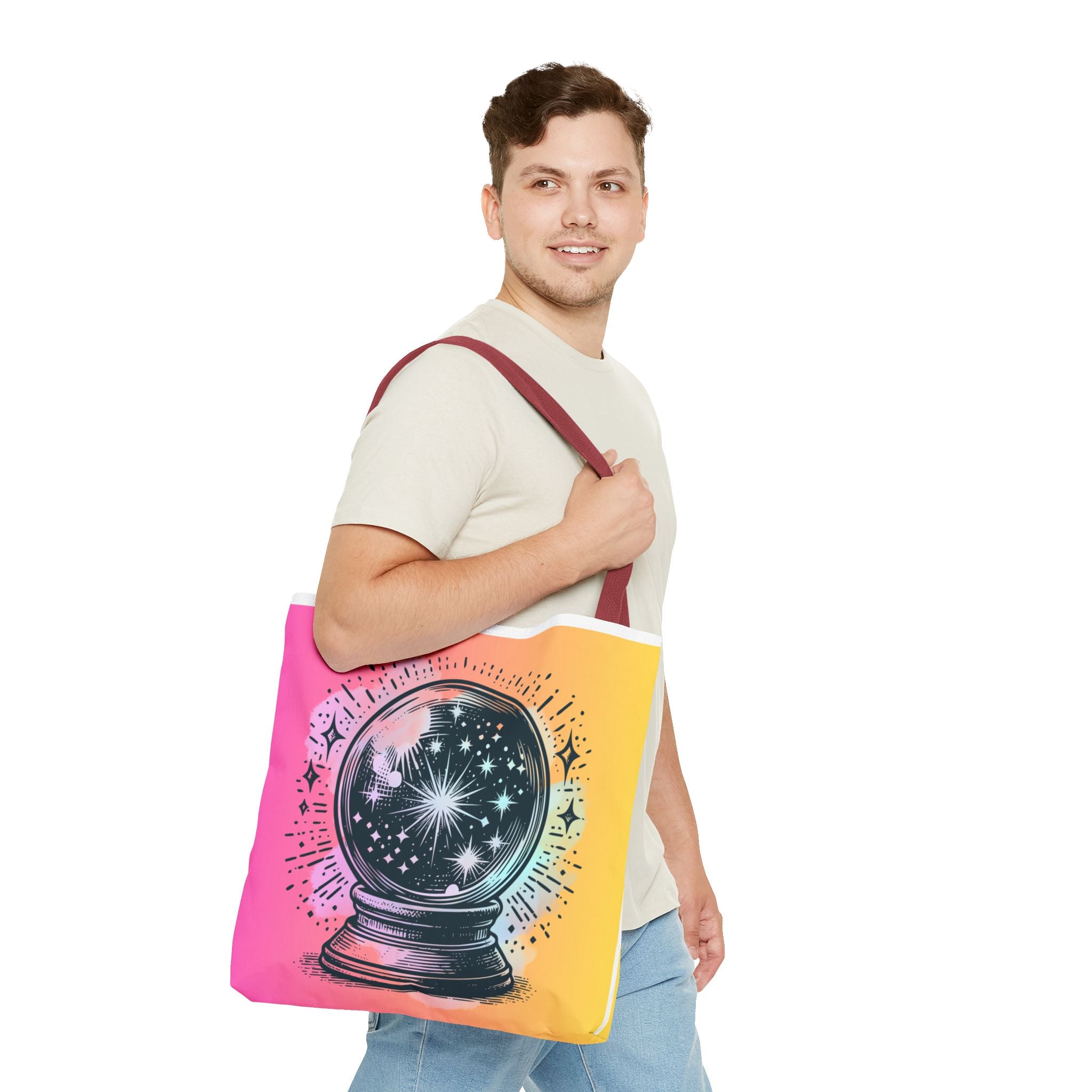 🔮✨ 70s Crystal Ball Mystical Tote Bag 🌼🌙