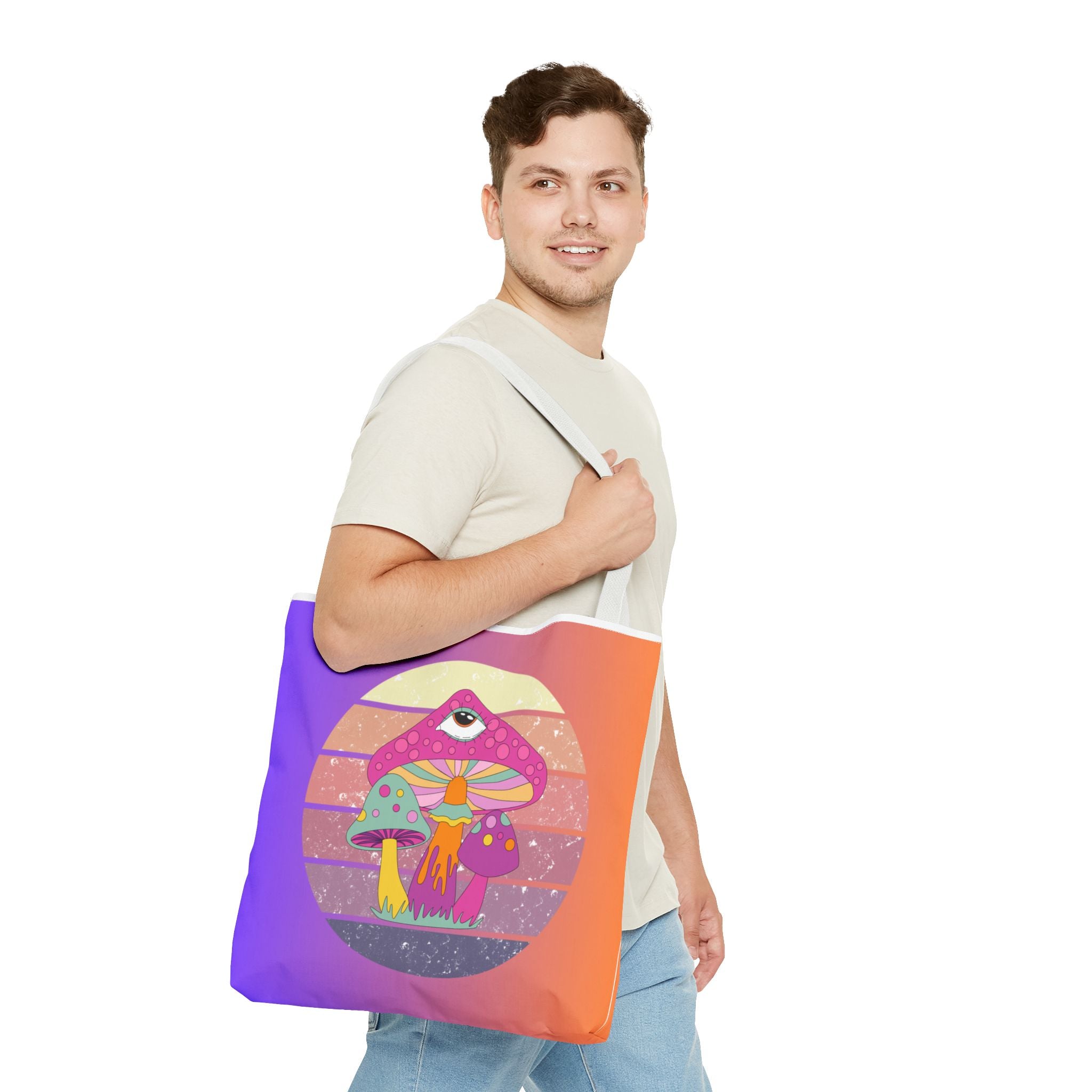 🍄🎶 70s Trippy Mushroom Synthwave Tote Bag 🌈✨