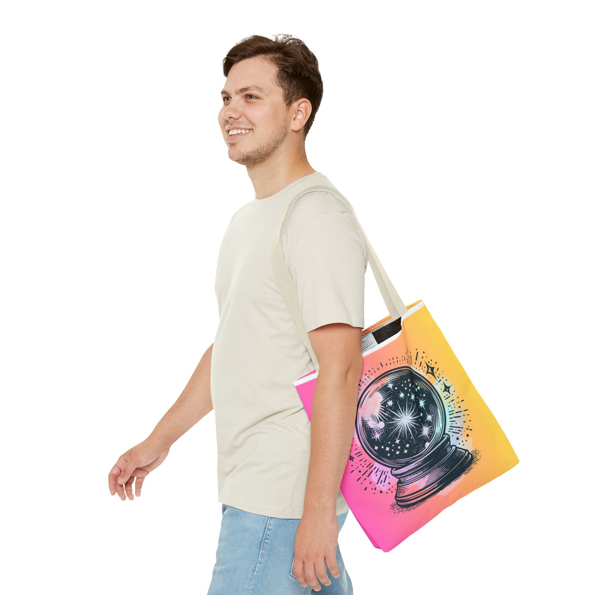 🔮✨ 70s Crystal Ball Mystical Tote Bag 🌼🌙