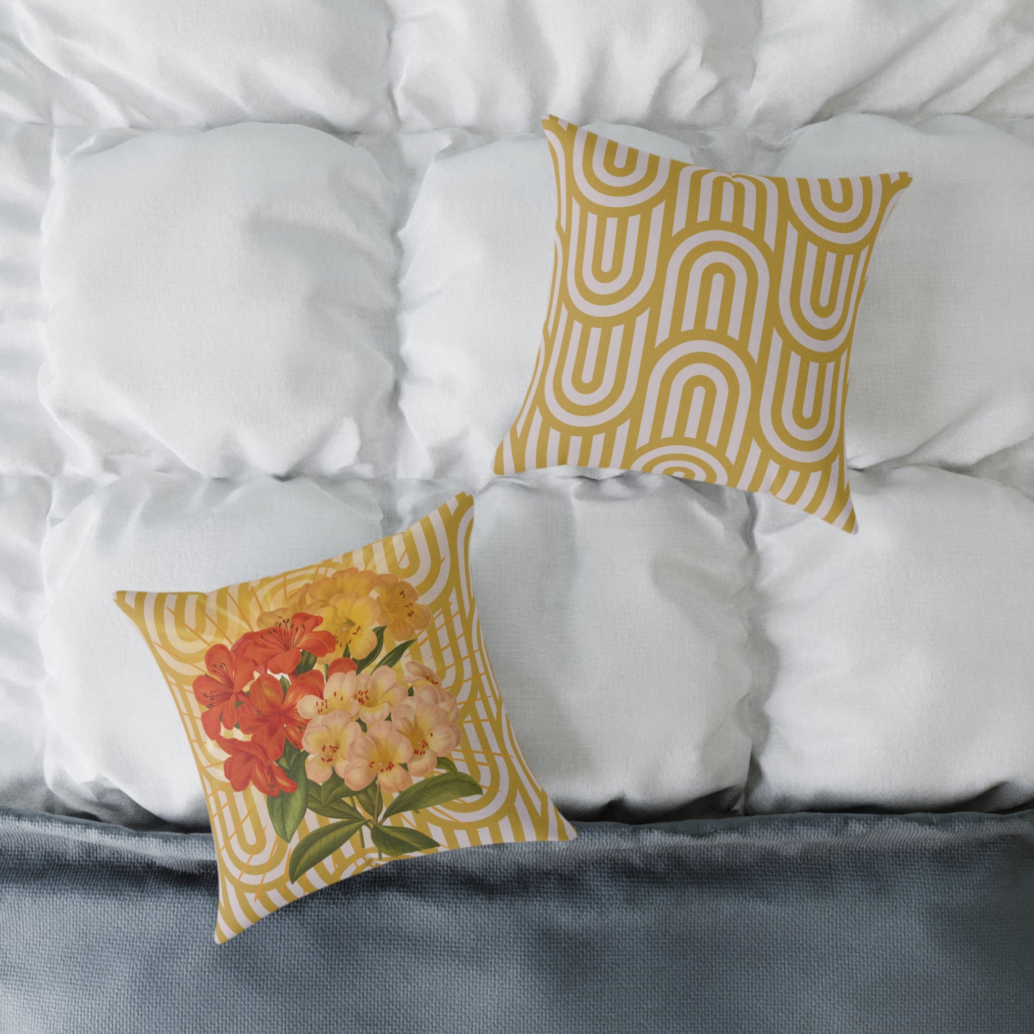 Copy of 50s Vintage Floral Truck Canvas Pillow