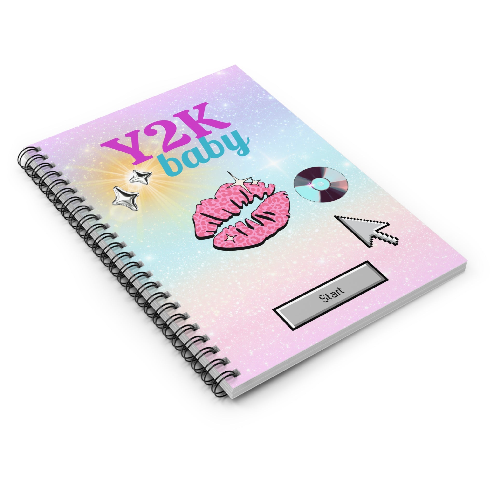 💿✨ Y2K Baby Lips Start Button Journal 💋