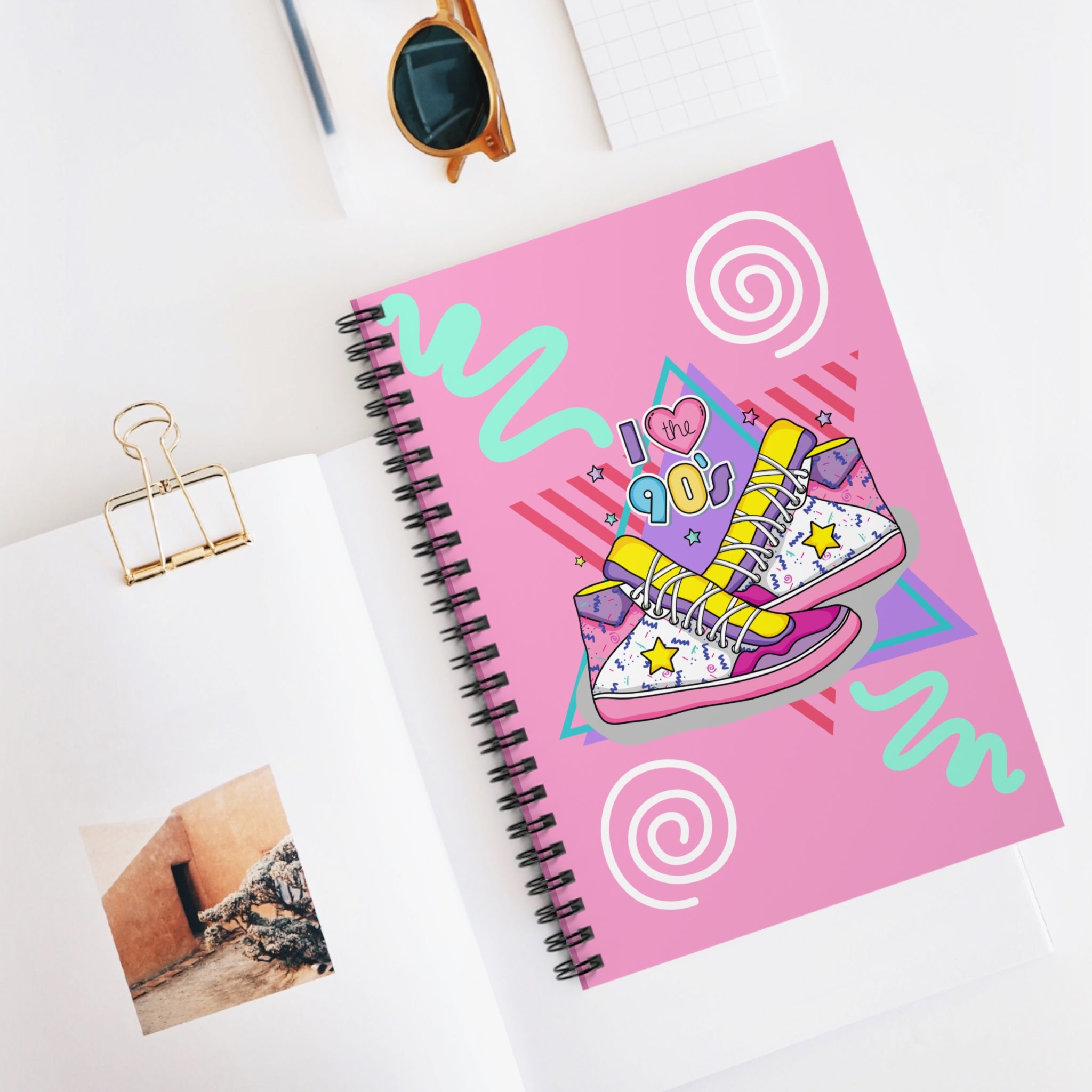 💕👟 I Heart the 90s Shoes & Hearts Spiral Journal 🌈✨