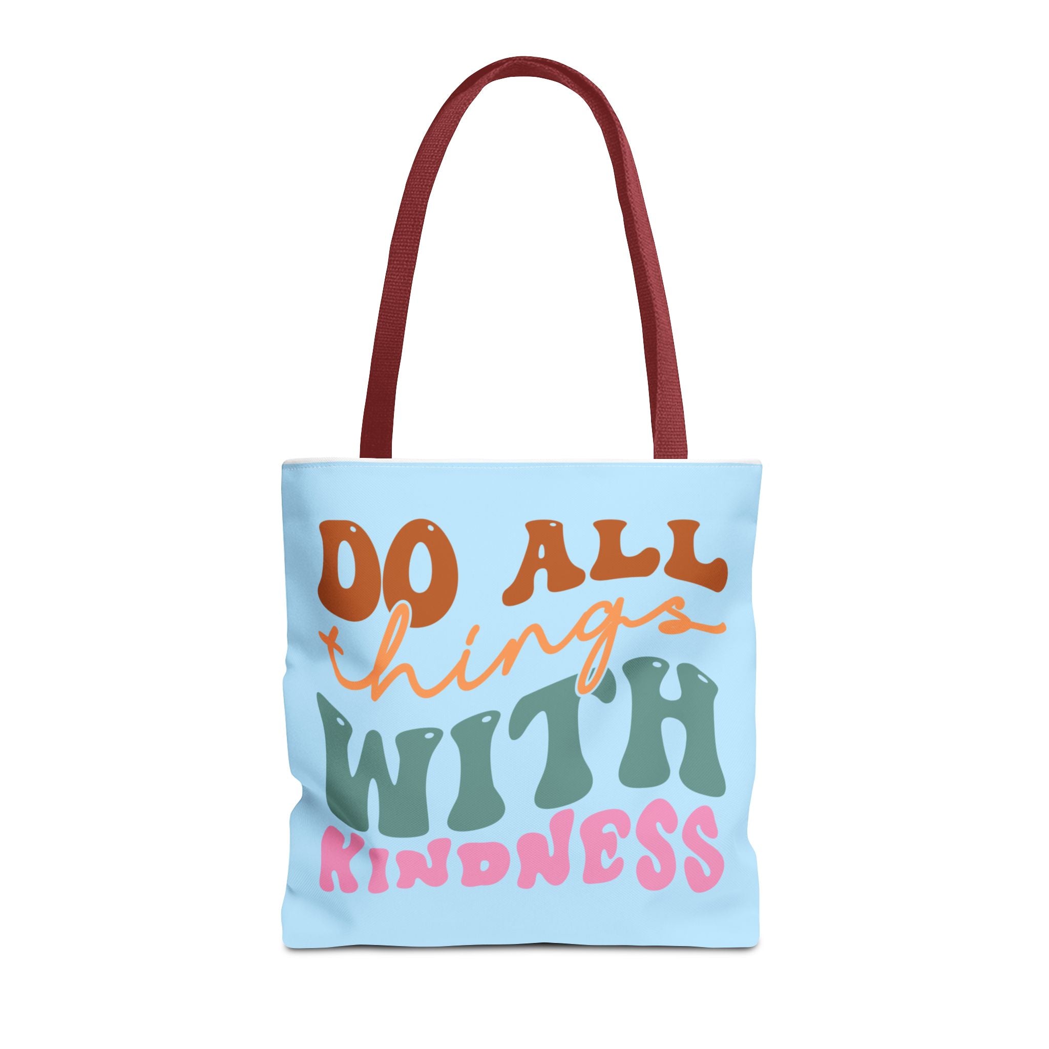 🌸 60s “Do All Things With Kindness” Retro Tote Bag – Baby Blue