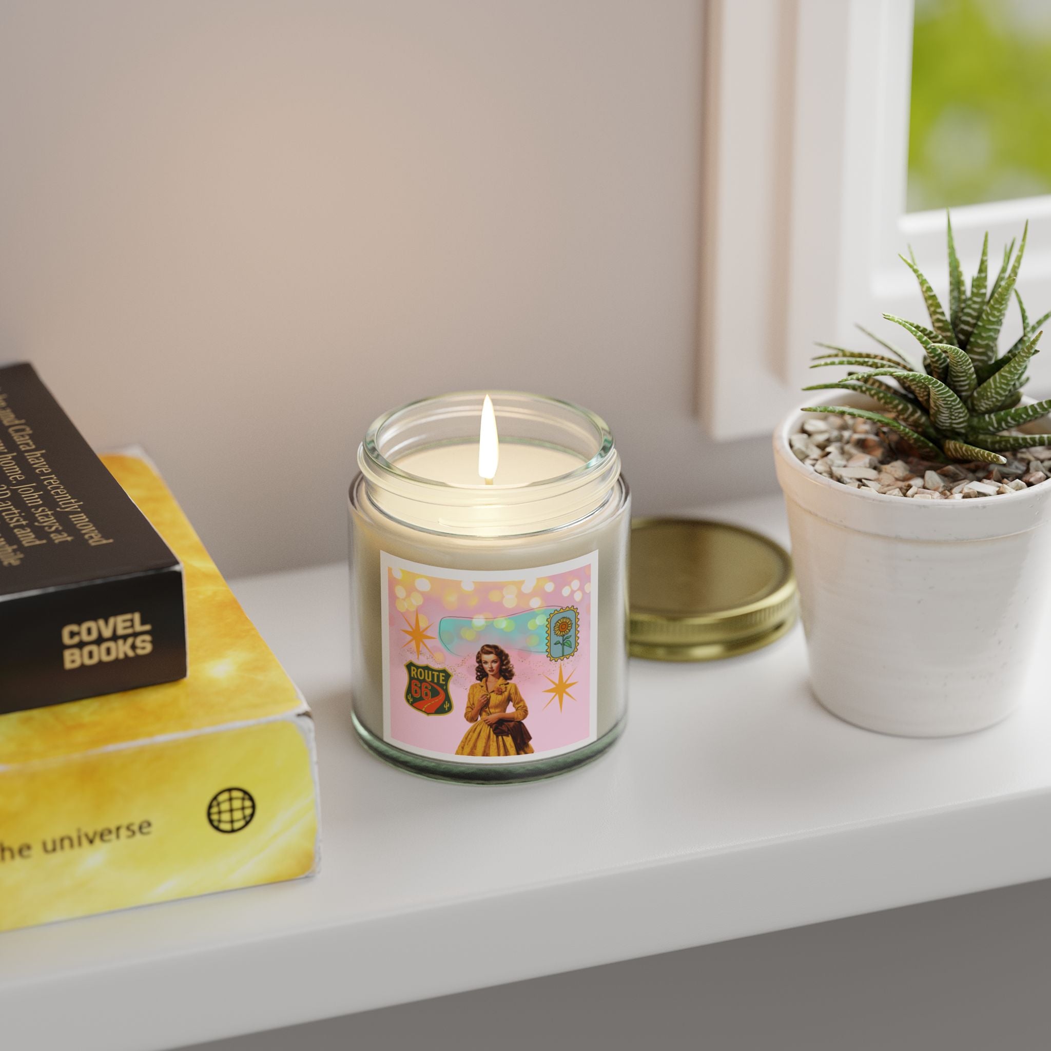 50s Route 66 Stamp Candle 🚗🕯️