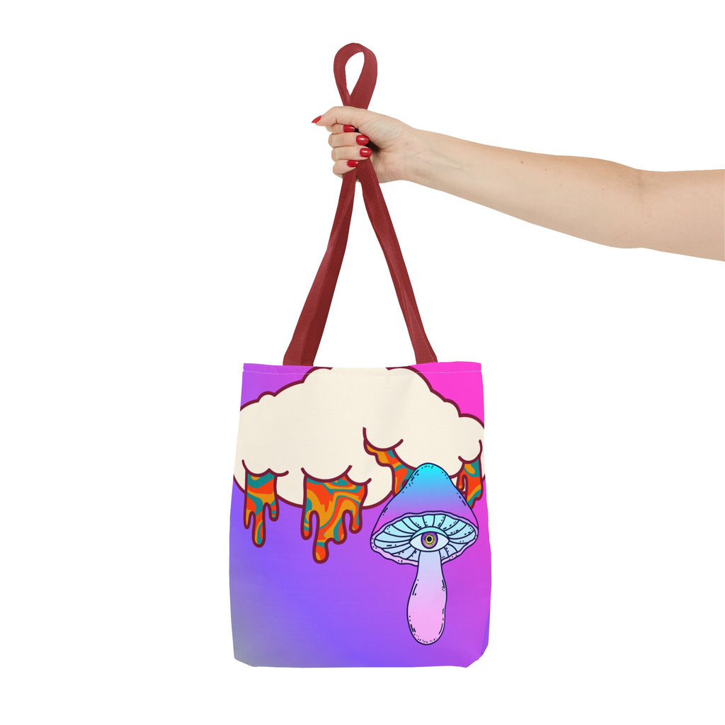 🍄☁️ 70s Trippy Cloud & Mushroom Tote Bag 🌈✨