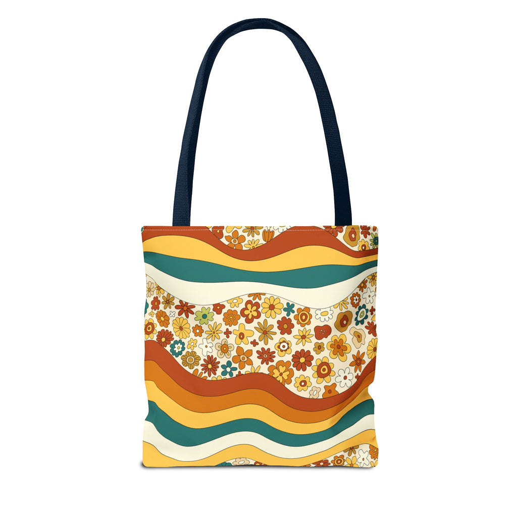 ✌️ 70s Floral Hippie Peace Sign Tote Bag