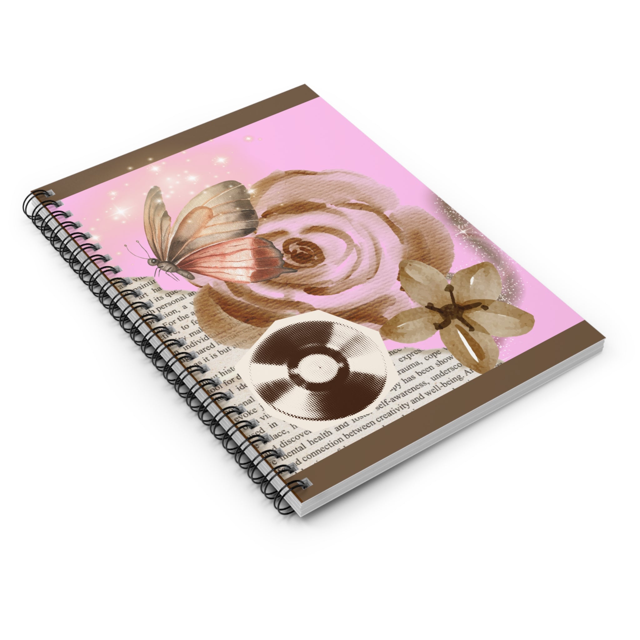 🦋🌸 50s Butterfly Vintage Floral Journal – Pink Background 💖✨