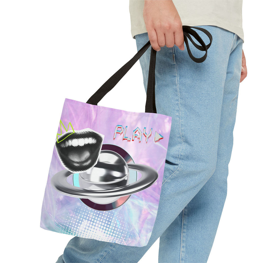 🪐💻 Y2K Saturn Start Button Tote Bag ✨🌈