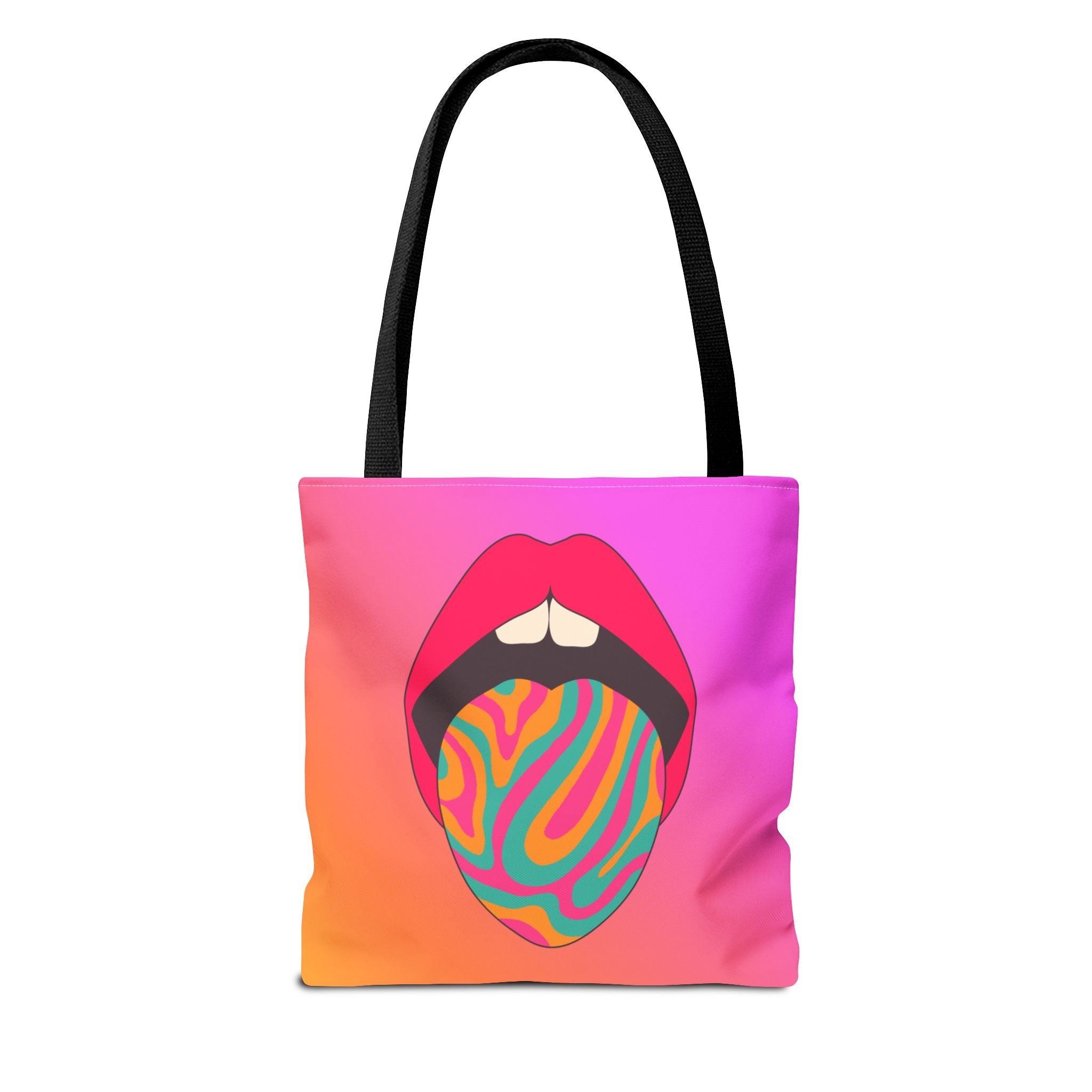 👄🌈 60s–70s Psychedelic Lips & Tongue Tote Bag ✨🍄
