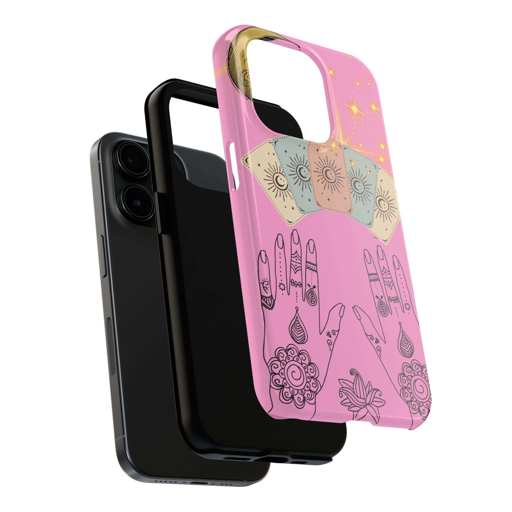 60s–70s Mystical Tarot Henna Hands Phone Case 🔮📱
