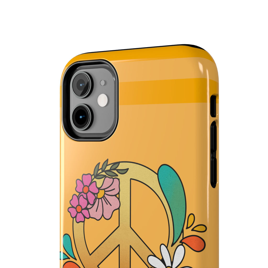 60s–70s Yellow Peace Sign Phone Case ✌️📱