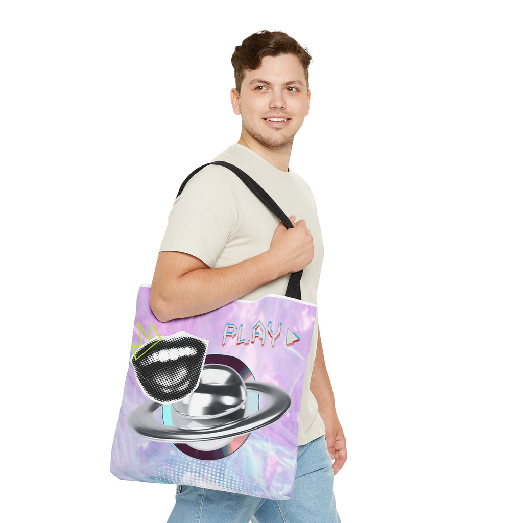 🪐💻 Y2K Saturn Start Button Tote Bag ✨🌈