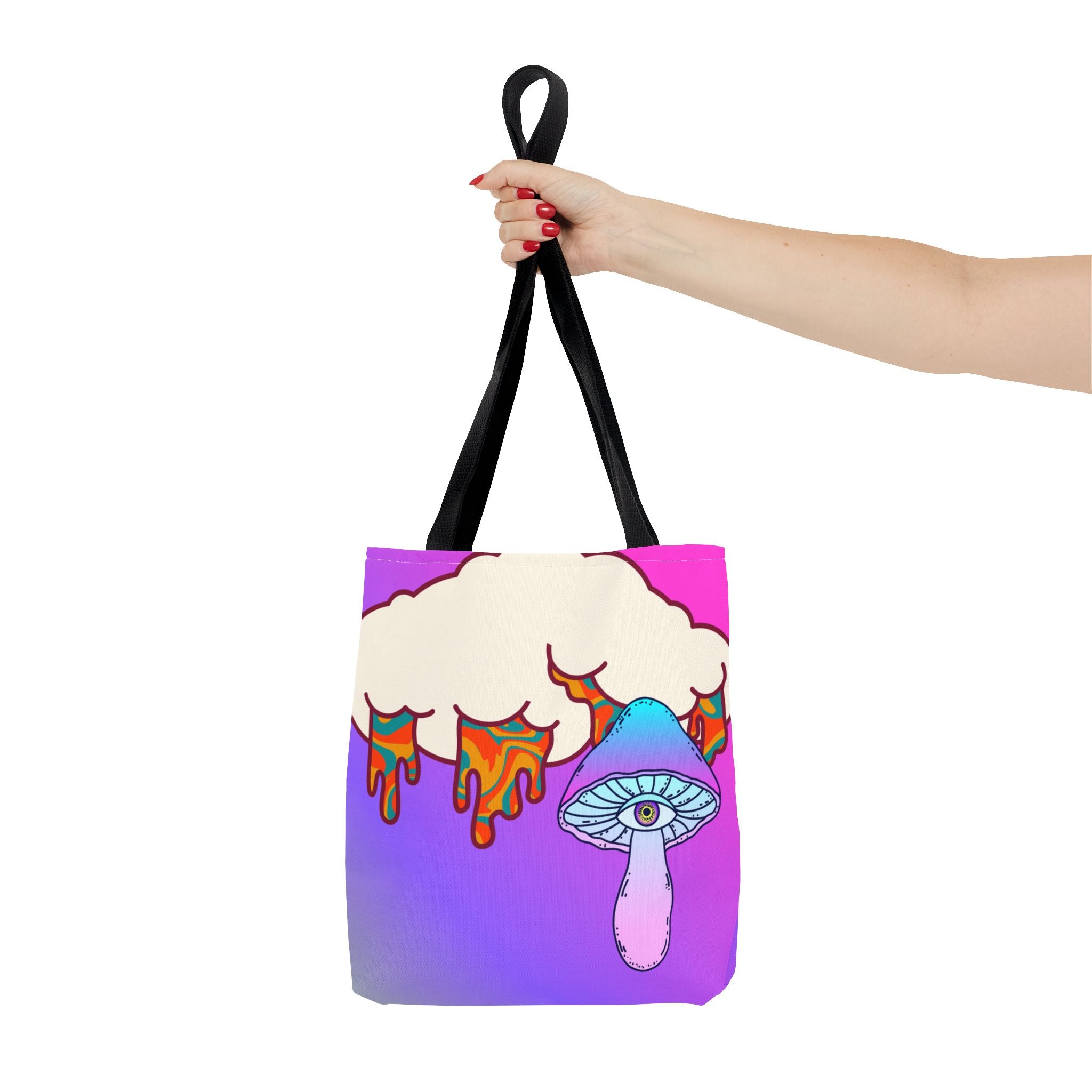 🍄☁️ 70s Trippy Cloud & Mushroom Tote Bag 🌈✨
