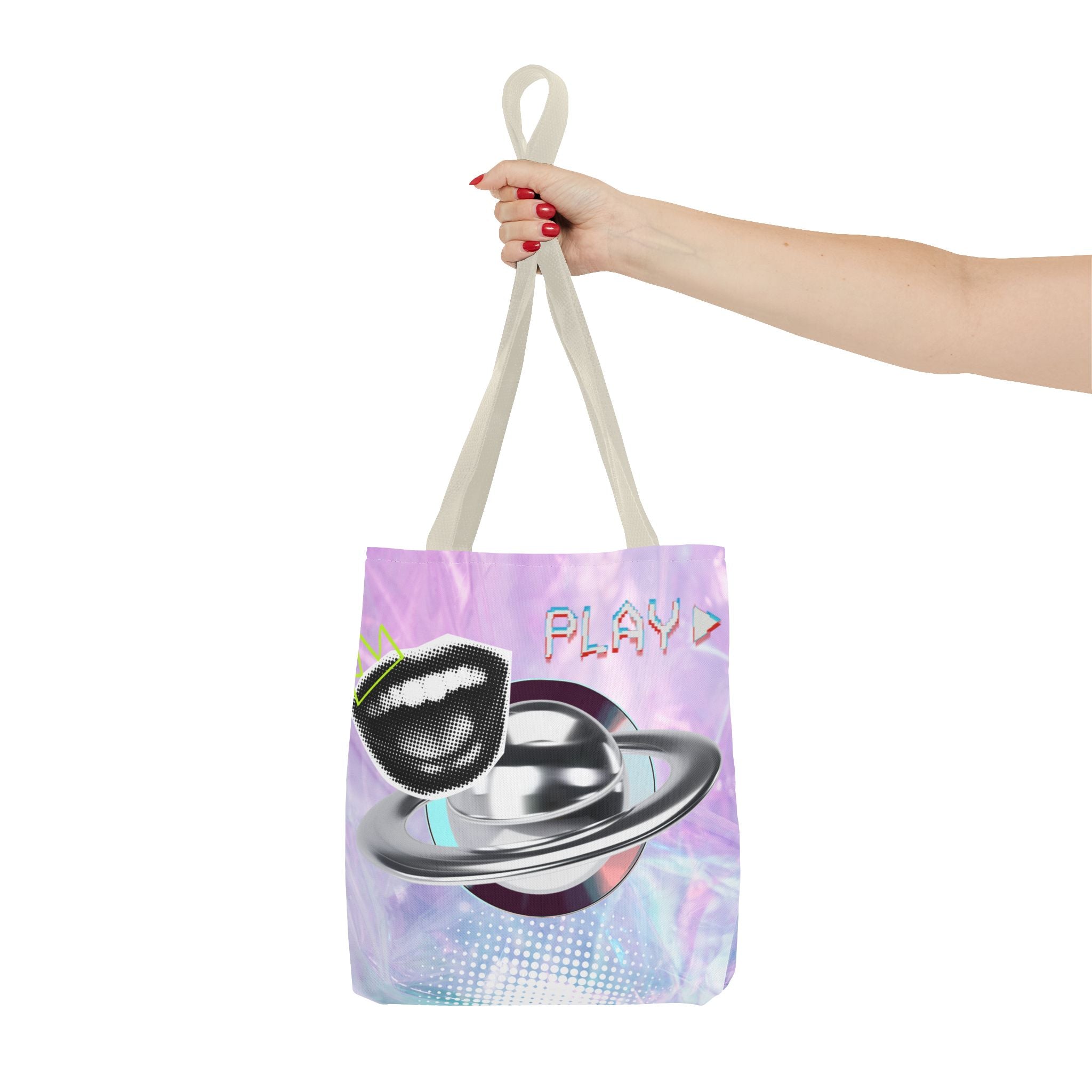 🪐💻 Y2K Saturn Start Button Tote Bag ✨🌈