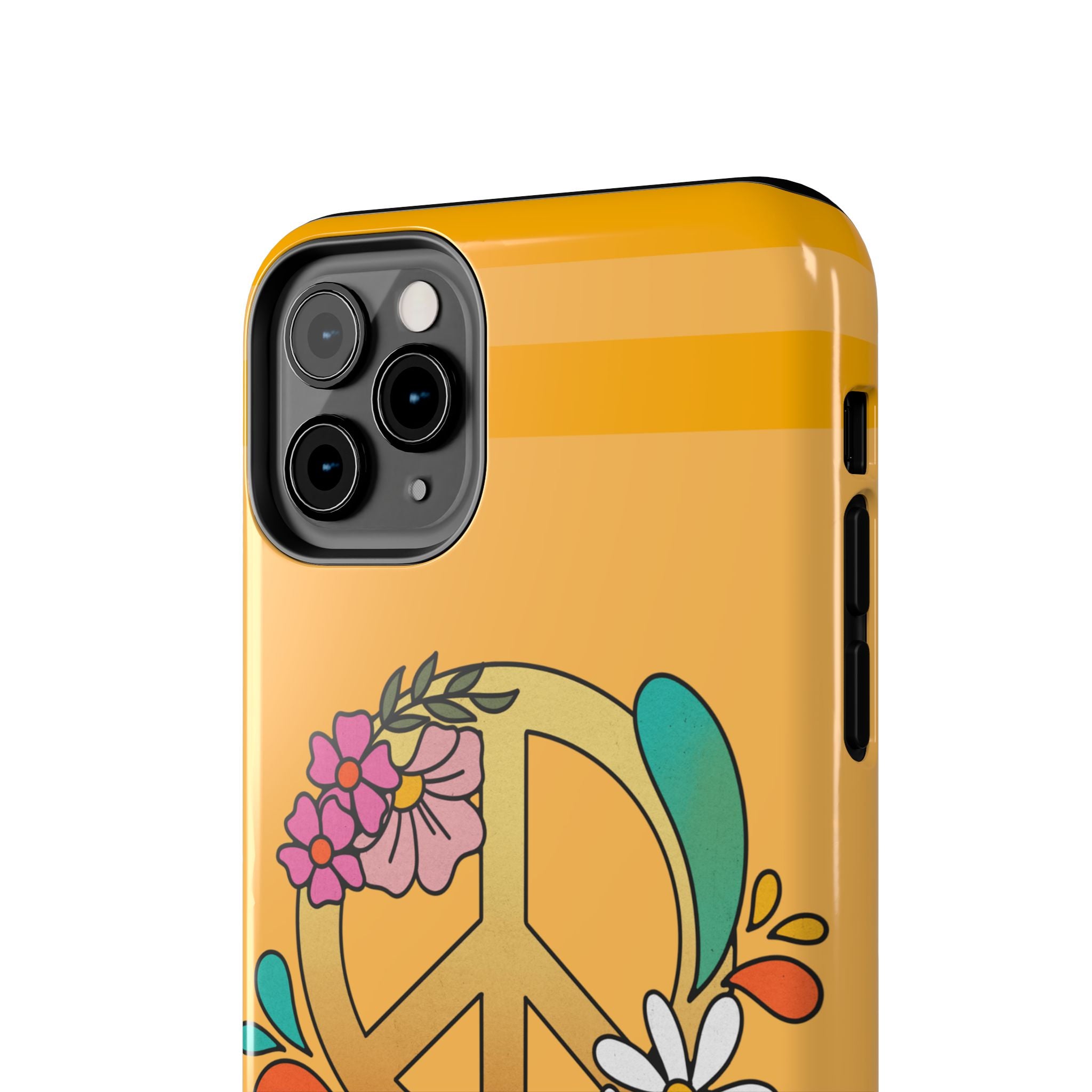60s–70s Yellow Peace Sign Phone Case ✌️📱