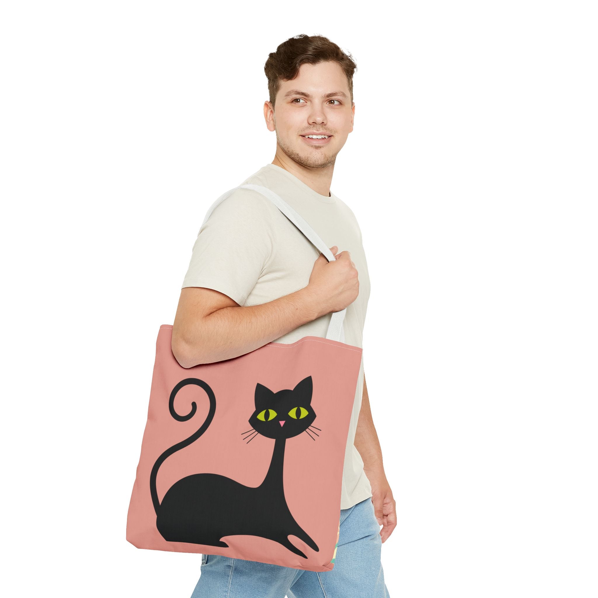 🐱 50s Retro Cat & Clock Tote Bag
