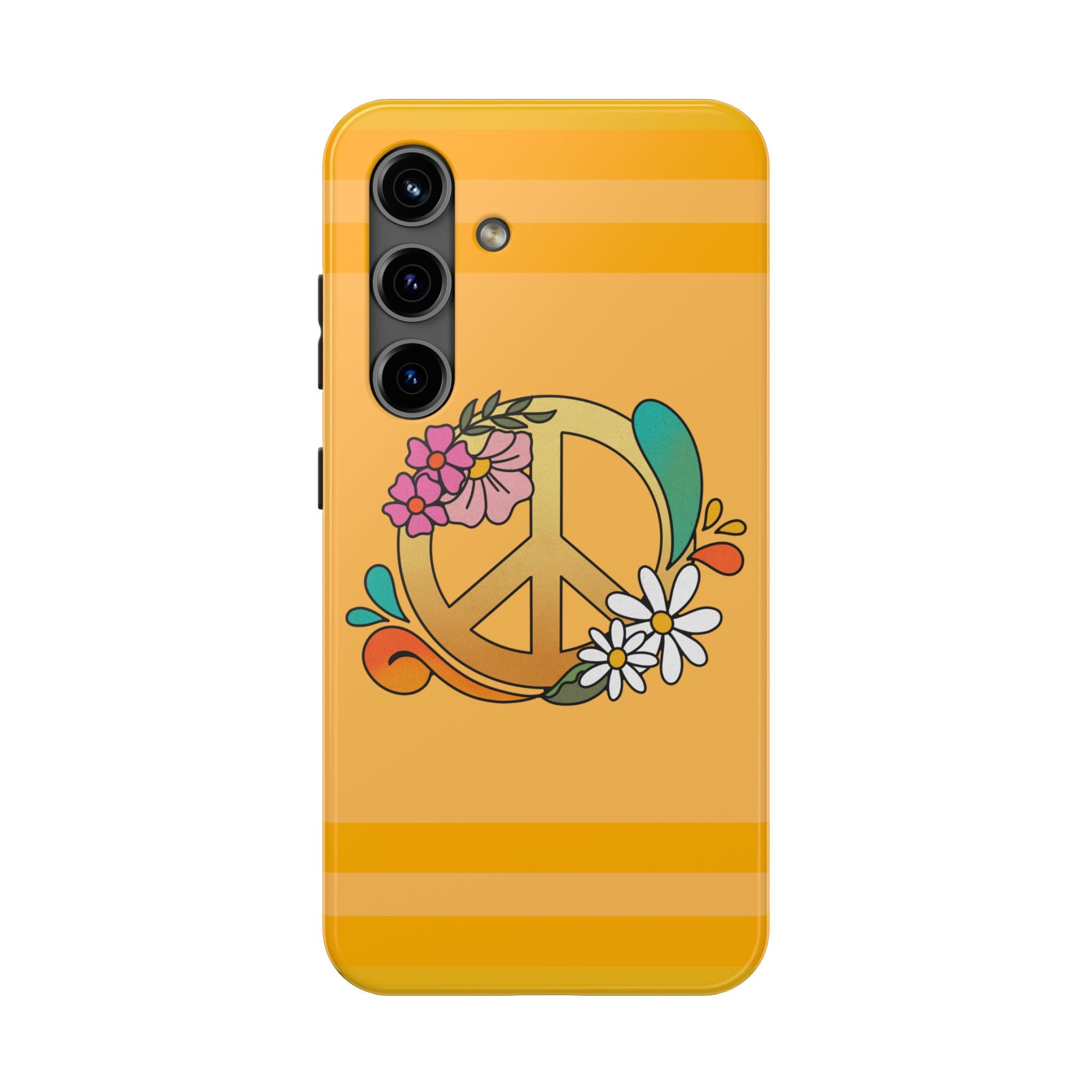 60s–70s Yellow Peace Sign Phone Case ✌️📱