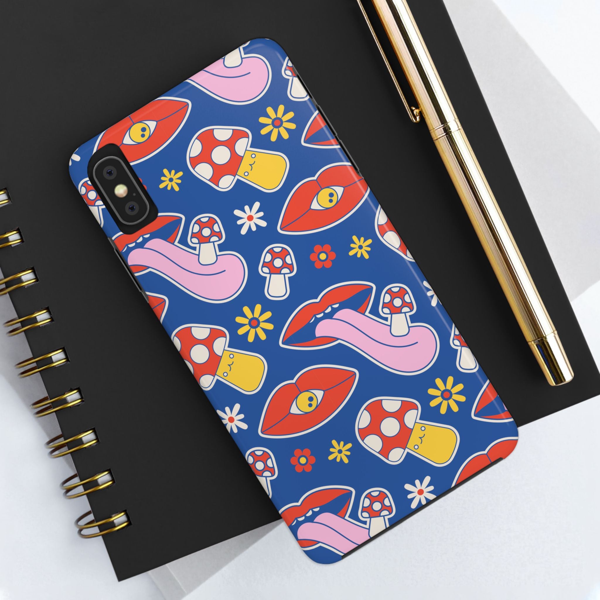 70s Lips Mushrooms Flower Power Phone Case 🌼💋🍄
