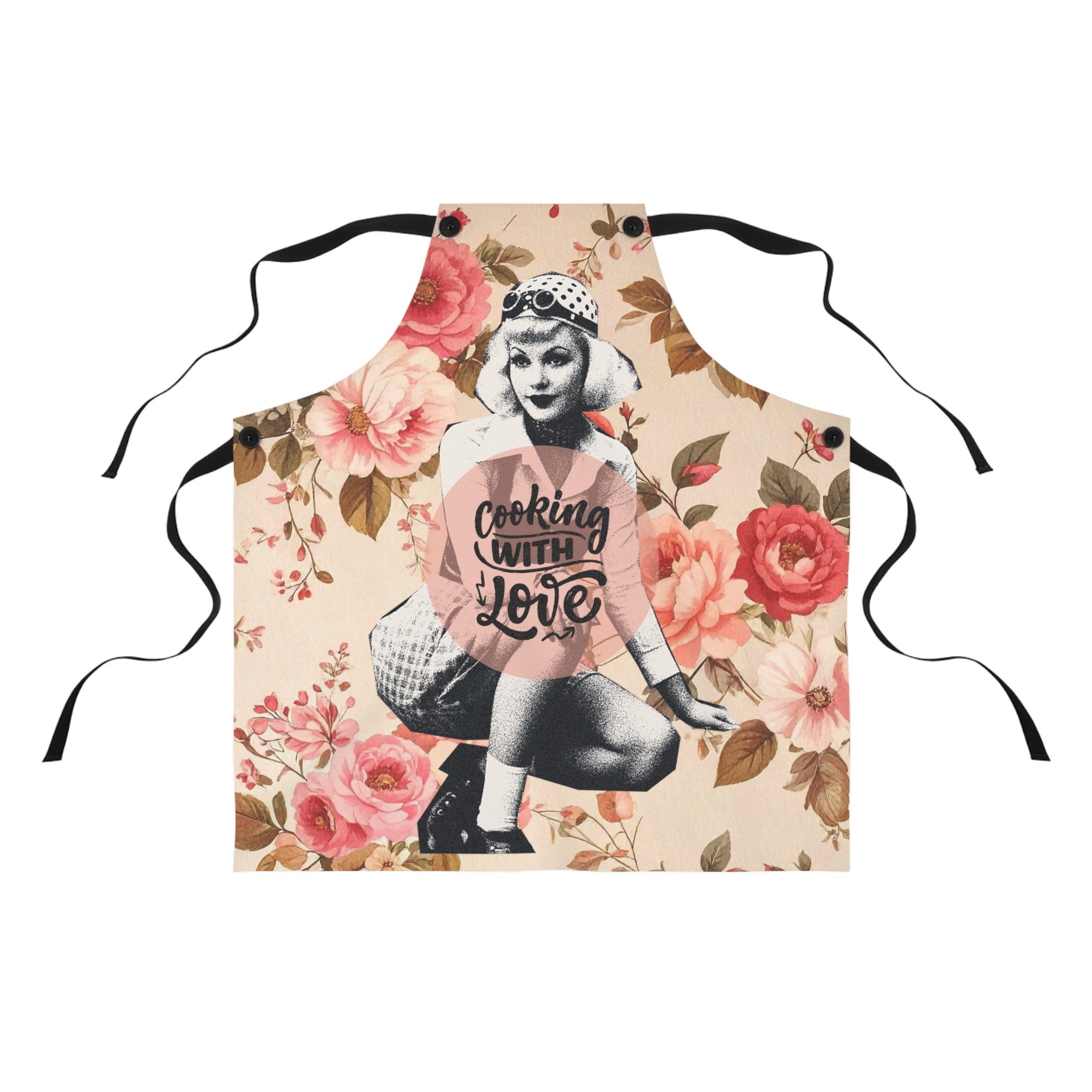 💐👩‍🍳 50s Nostalgic “Cooking with Love” Vintage Apron 🍰✨