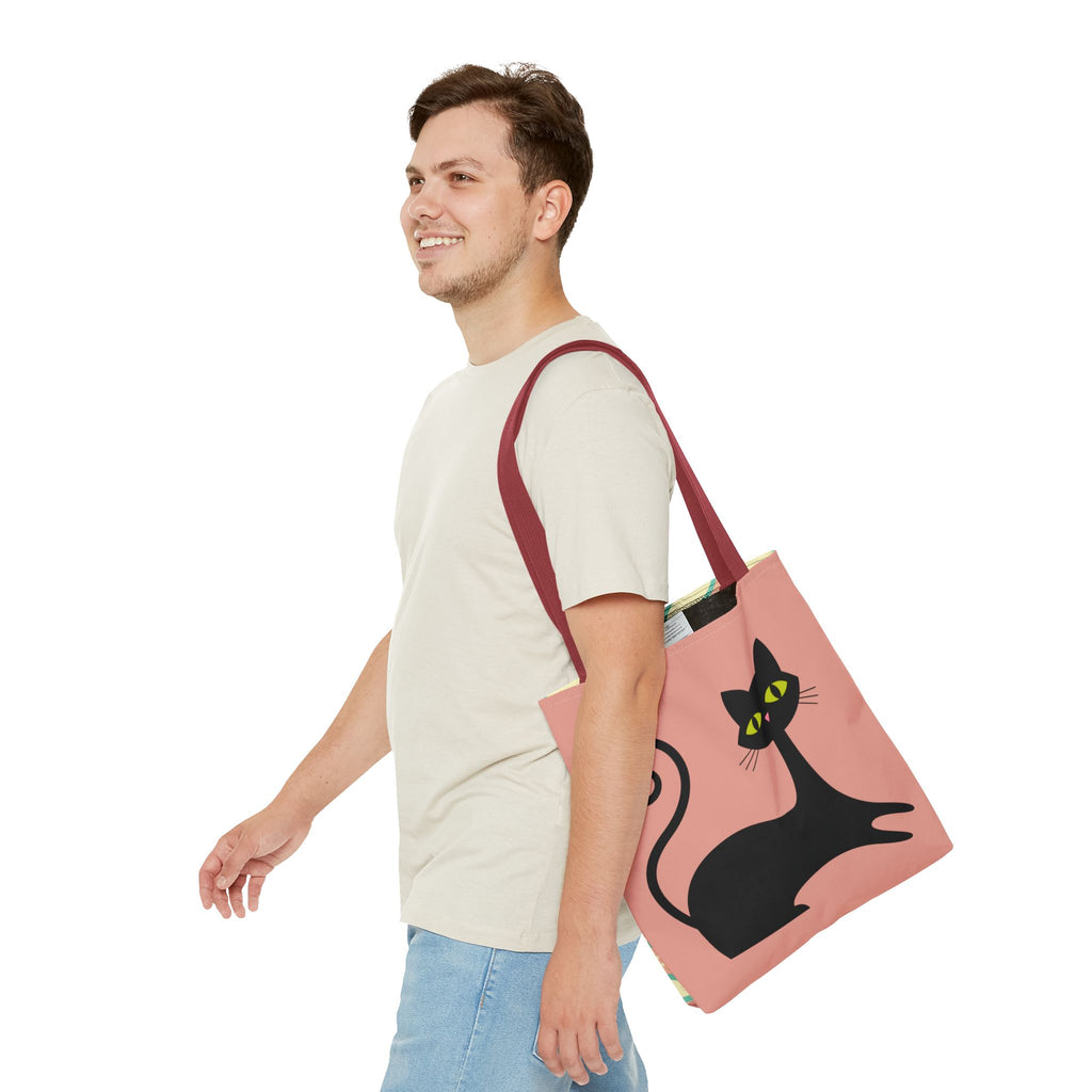 🐱 50s Retro Cat & Clock Tote Bag
