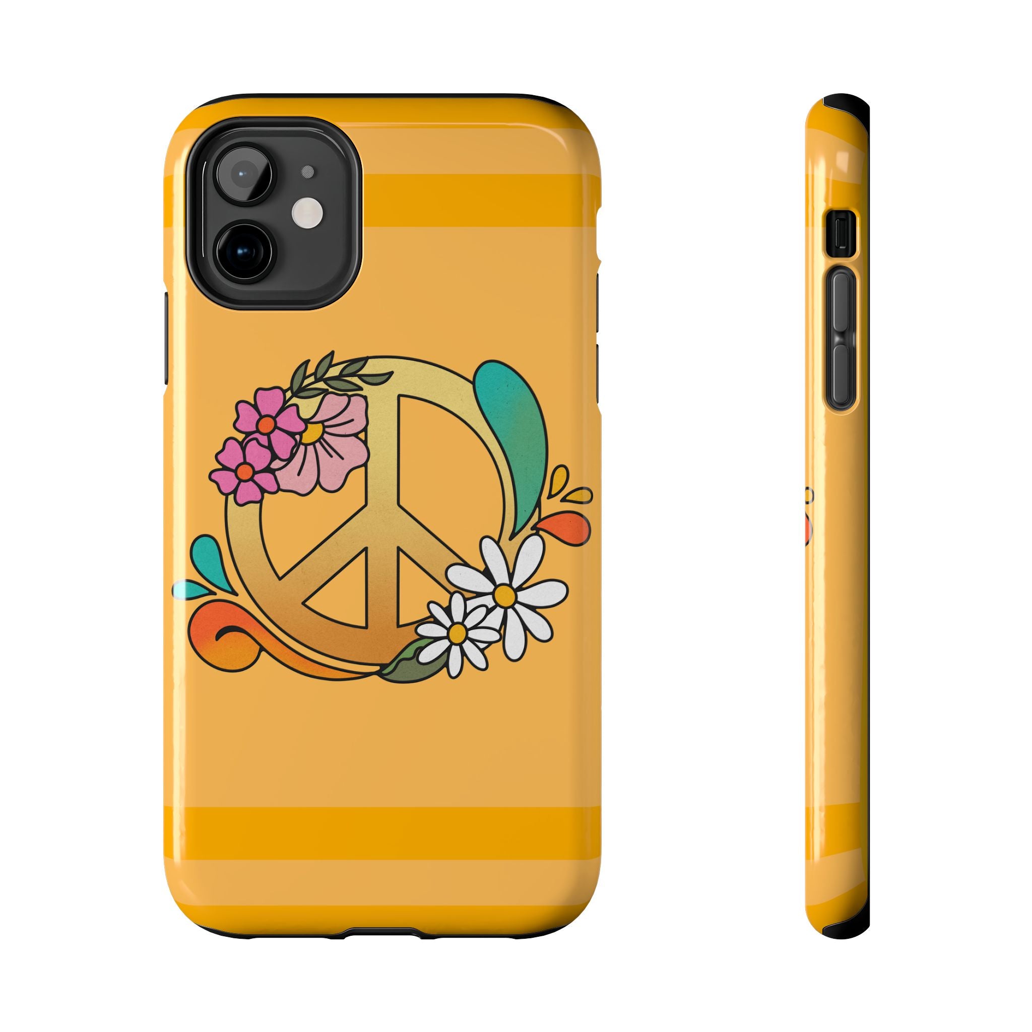 60s–70s Yellow Peace Sign Phone Case ✌️📱