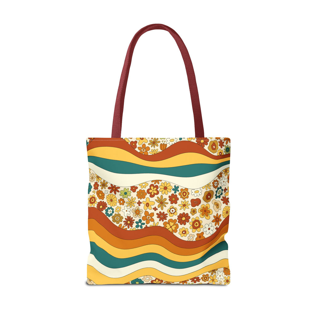 ✌️ 70s Floral Hippie Peace Sign Tote Bag