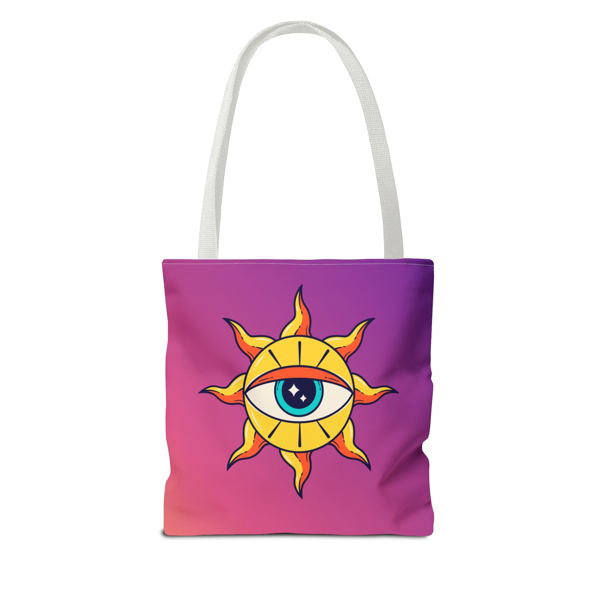 🌞👁️ 70s All-Seeing Eye Sun Design Tote Bag ✨🌿