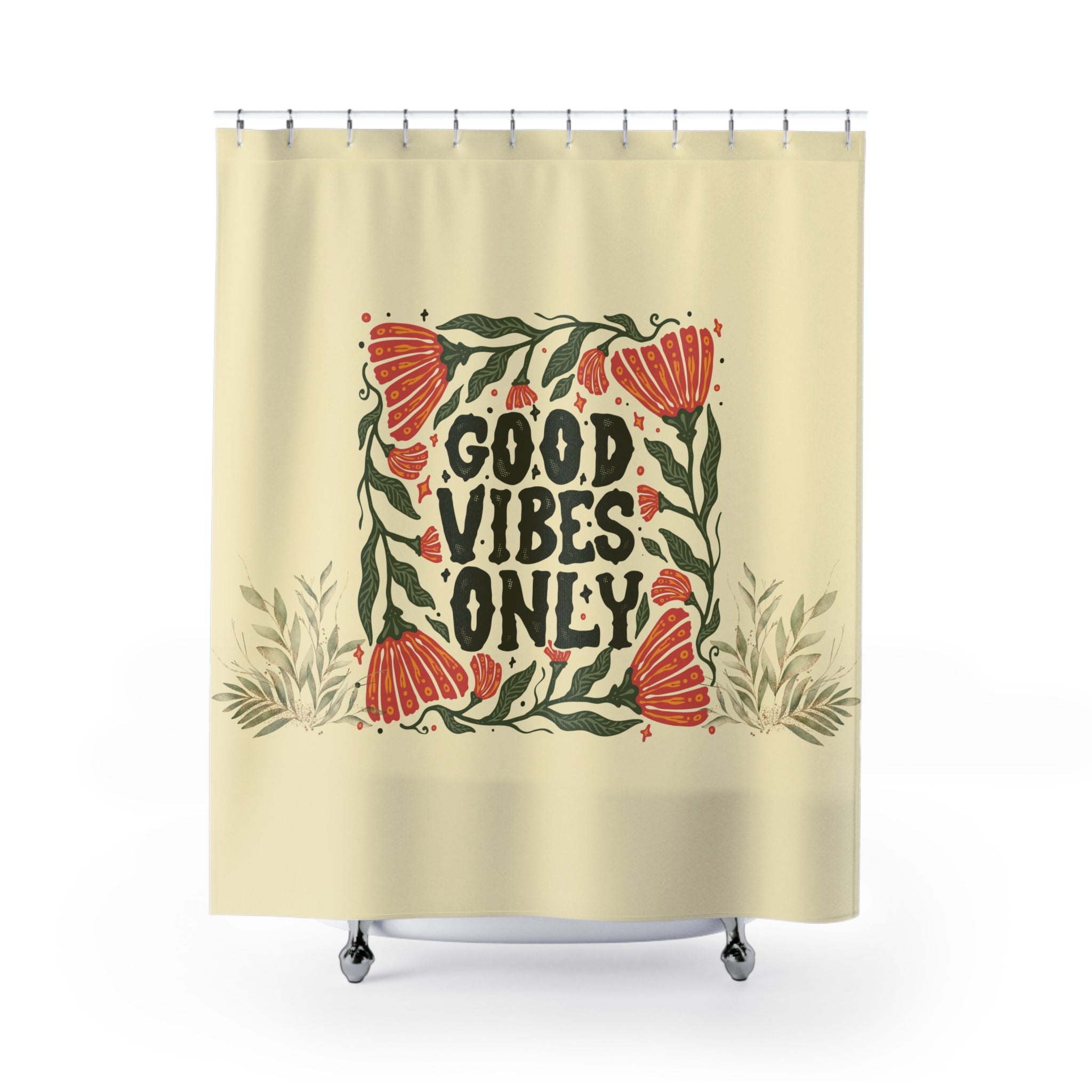 🌿 Mellow Good Vibes Only Shower Curtain