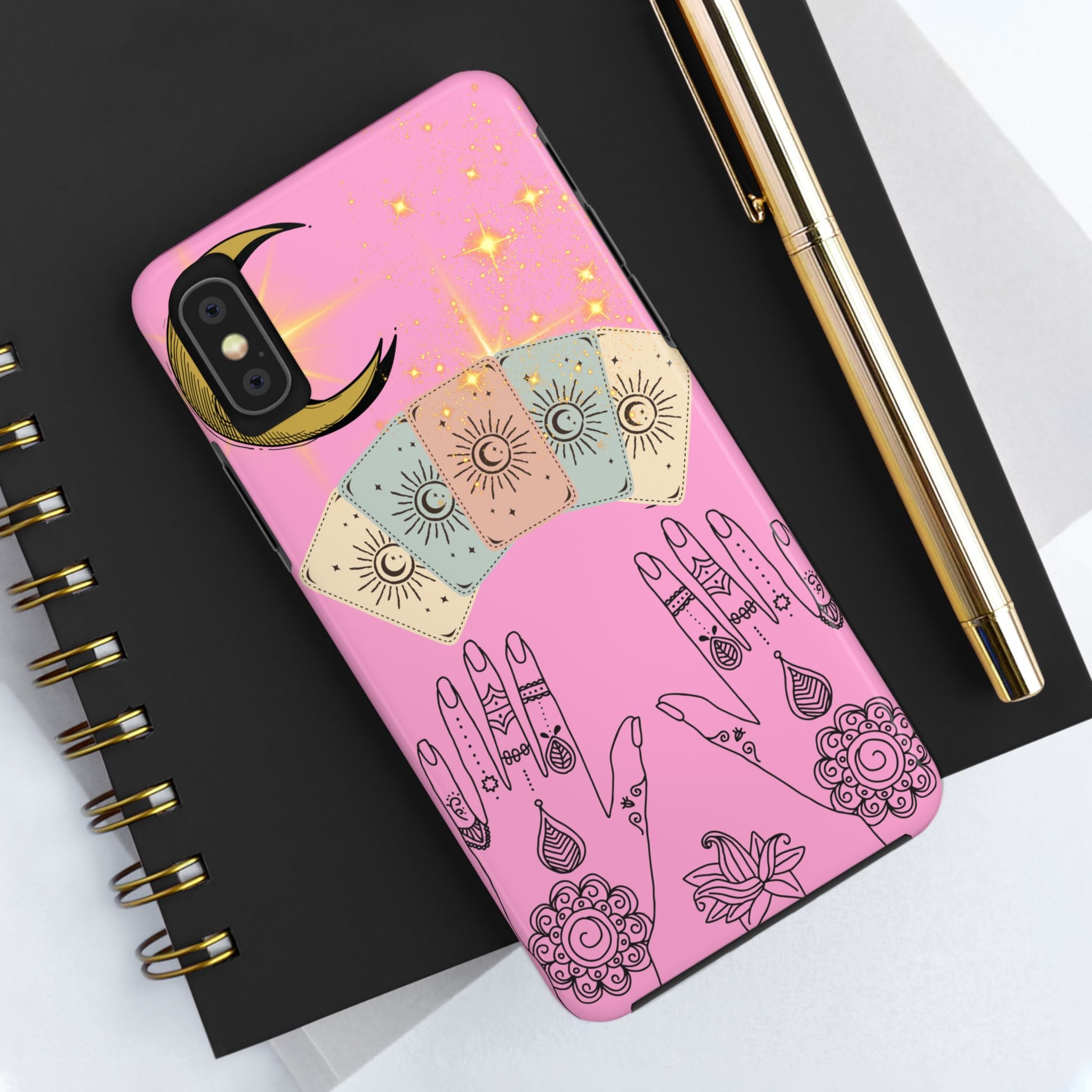 60s–70s Mystical Tarot Henna Hands Phone Case 🔮📱