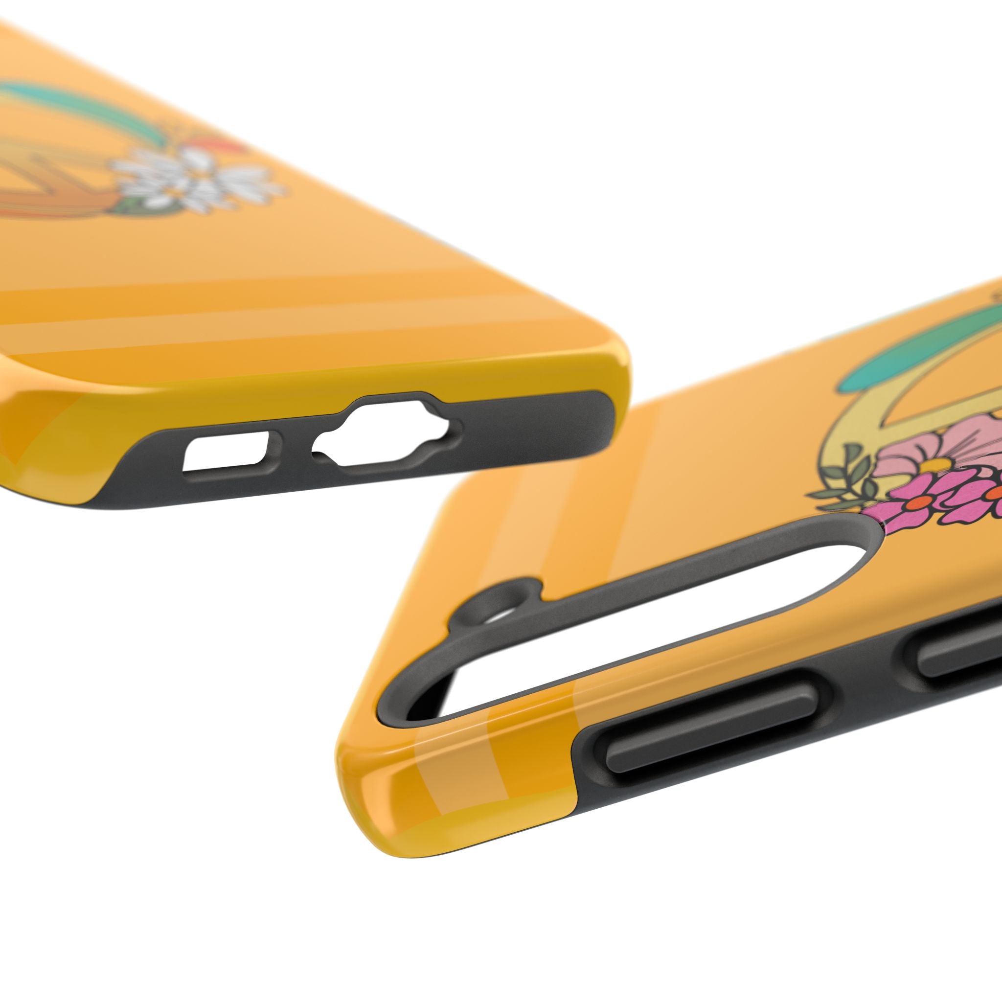 60s–70s Yellow Peace Sign Phone Case ✌️📱