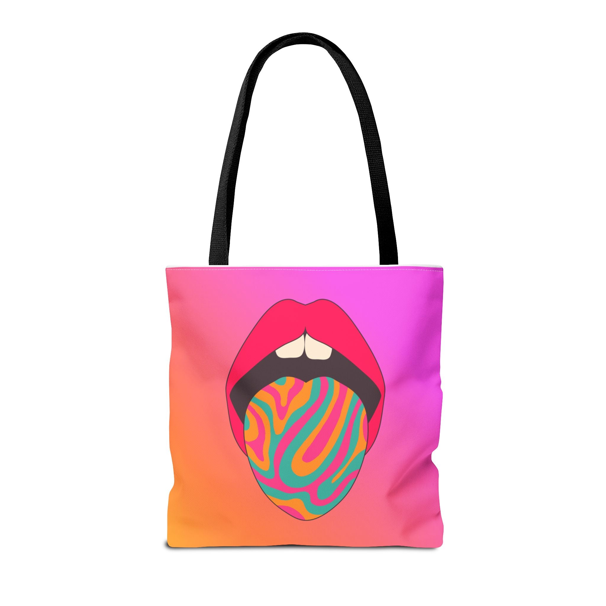 👄🌈 60s–70s Psychedelic Lips & Tongue Tote Bag ✨🍄