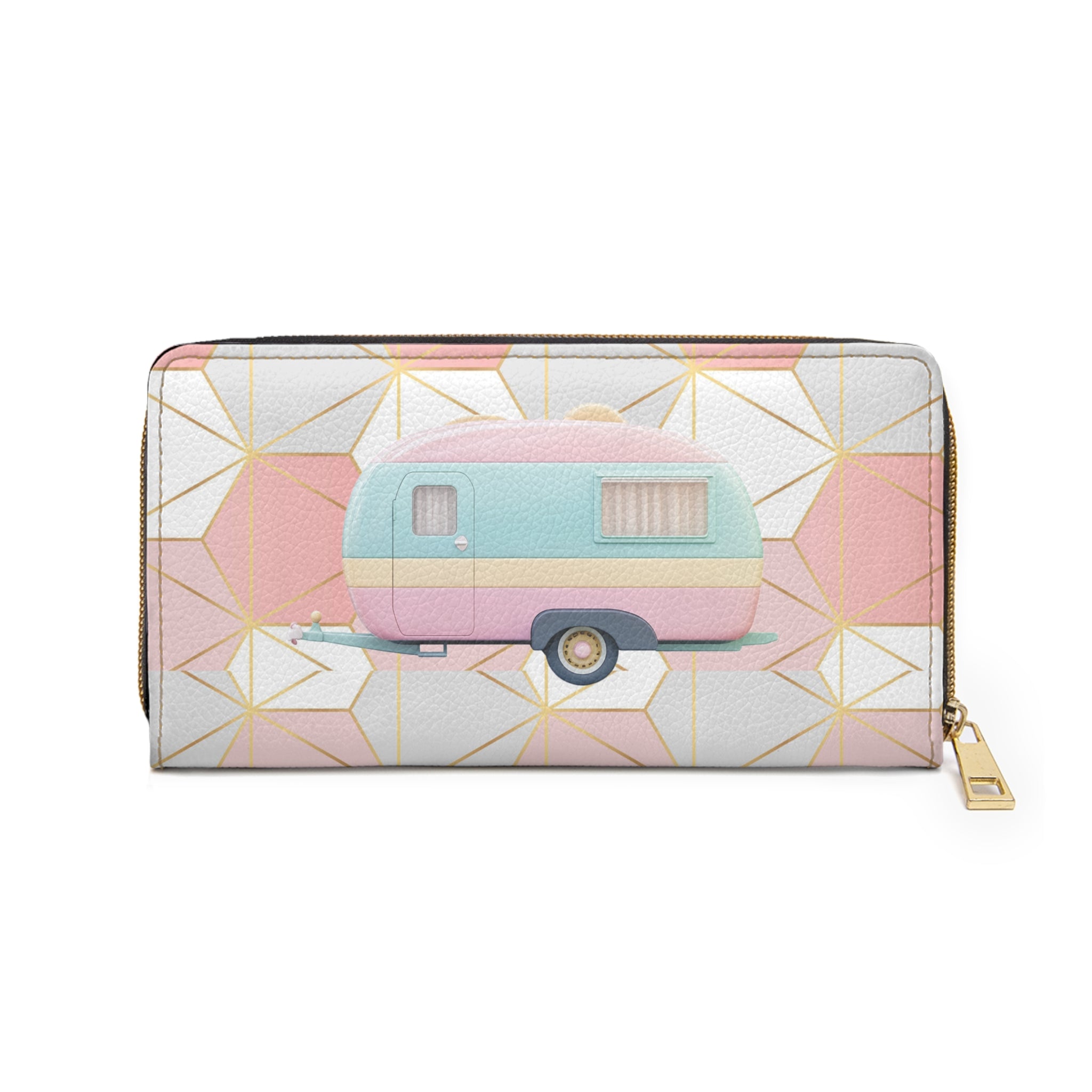50s Pink & Rose Gold “Gone Camping” Wallet 🌸✨🏕️