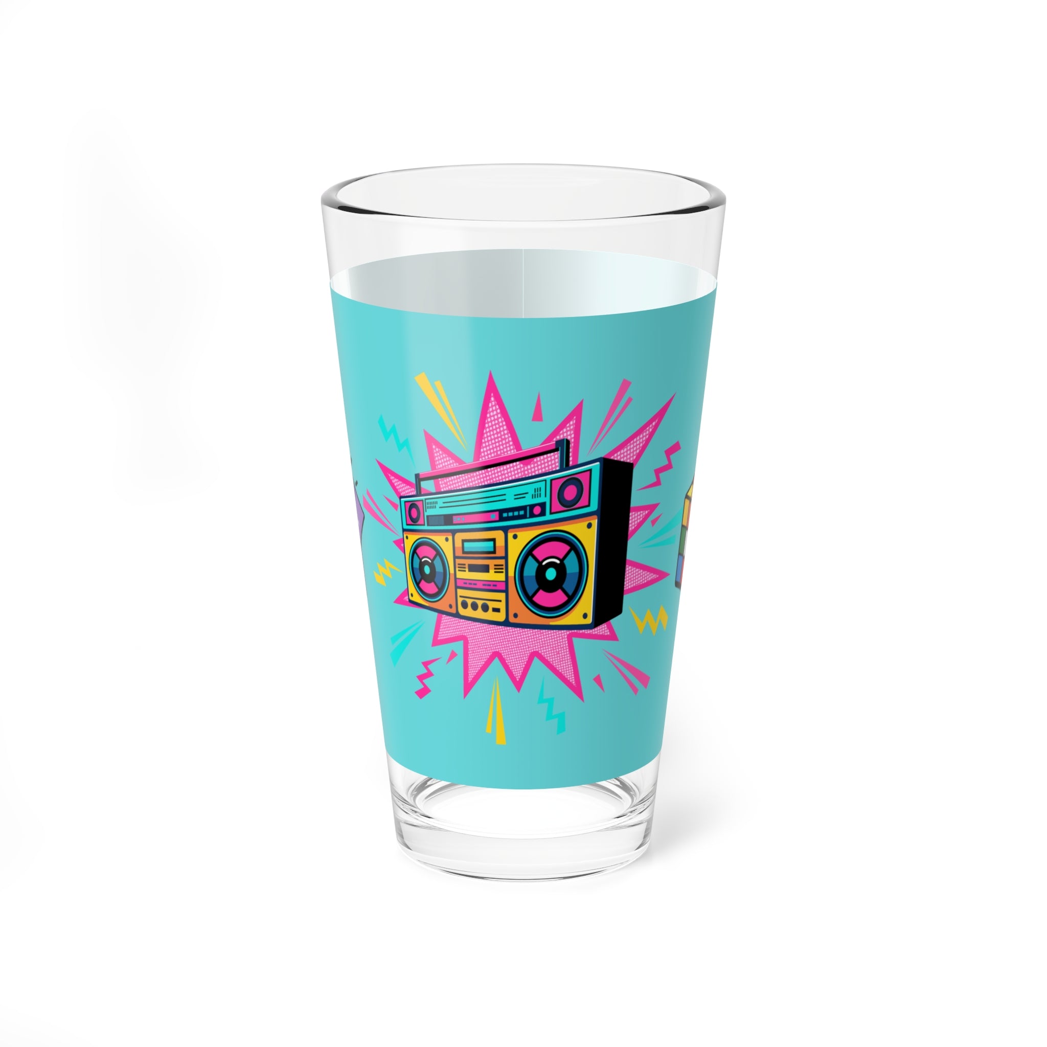 🎵 80s Boombox Mixtape Rubik’s Cube Glass