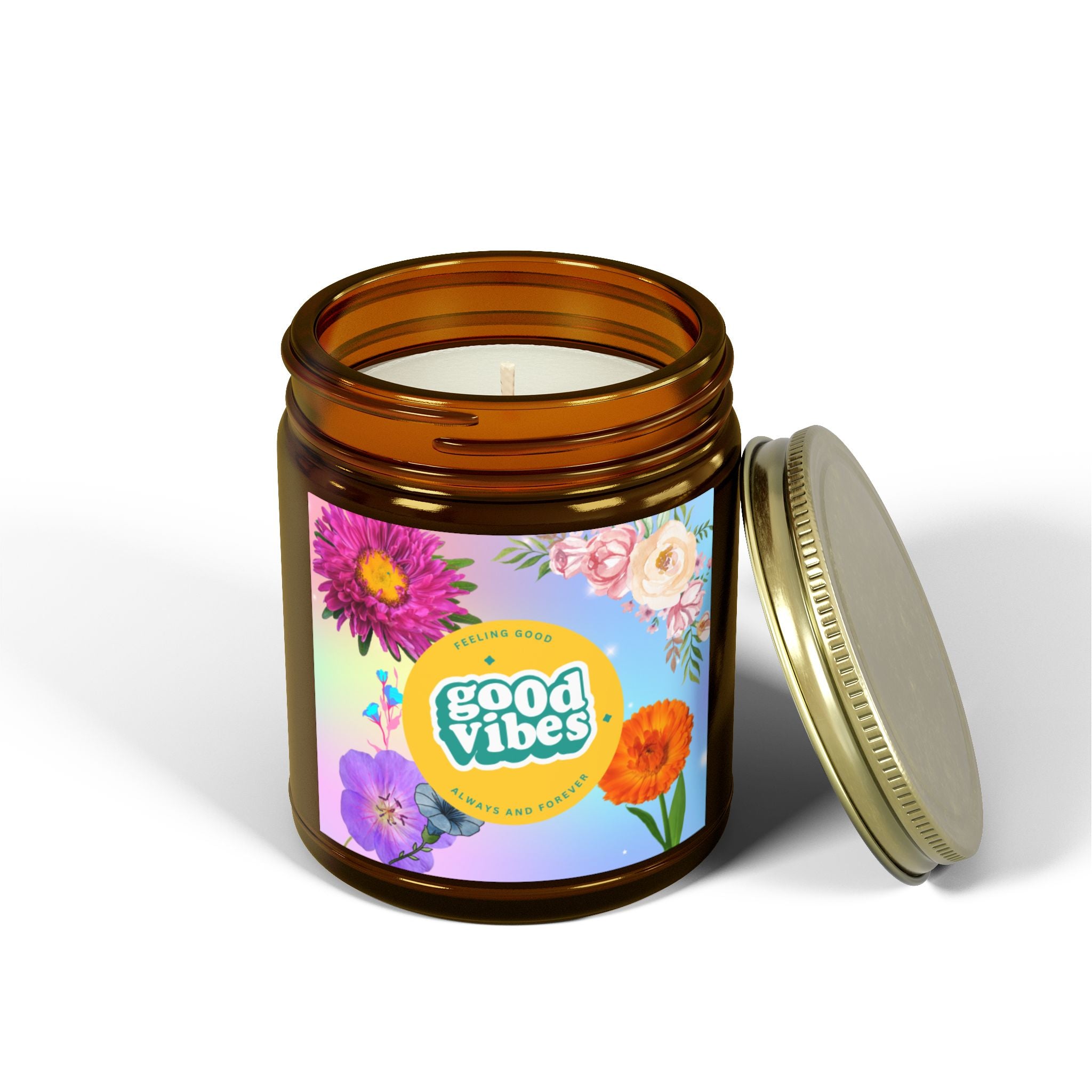 🌸 Good Vibes Floral Candle