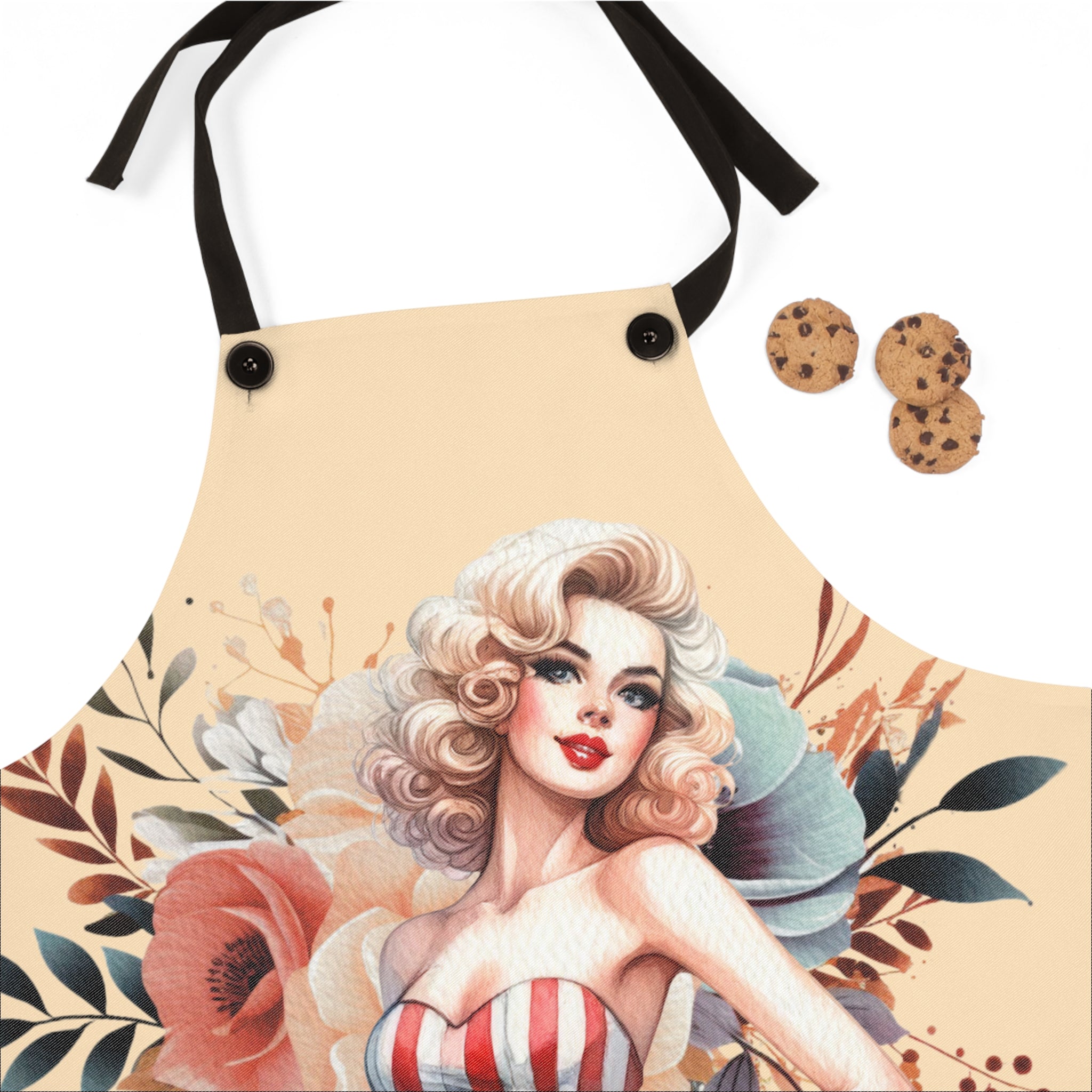 50s Vintage Floral Pinup Girl Cooking Apron 🌸👩‍🍳✨