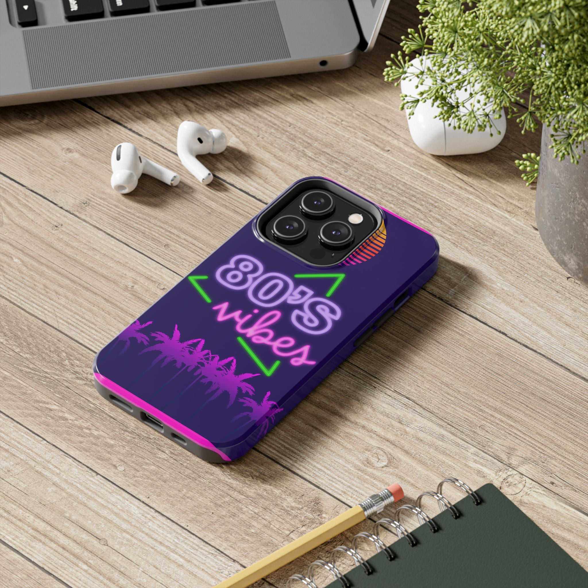 80s Vibes Synthwave Palm Trees Phone Case 🌴🎹📱