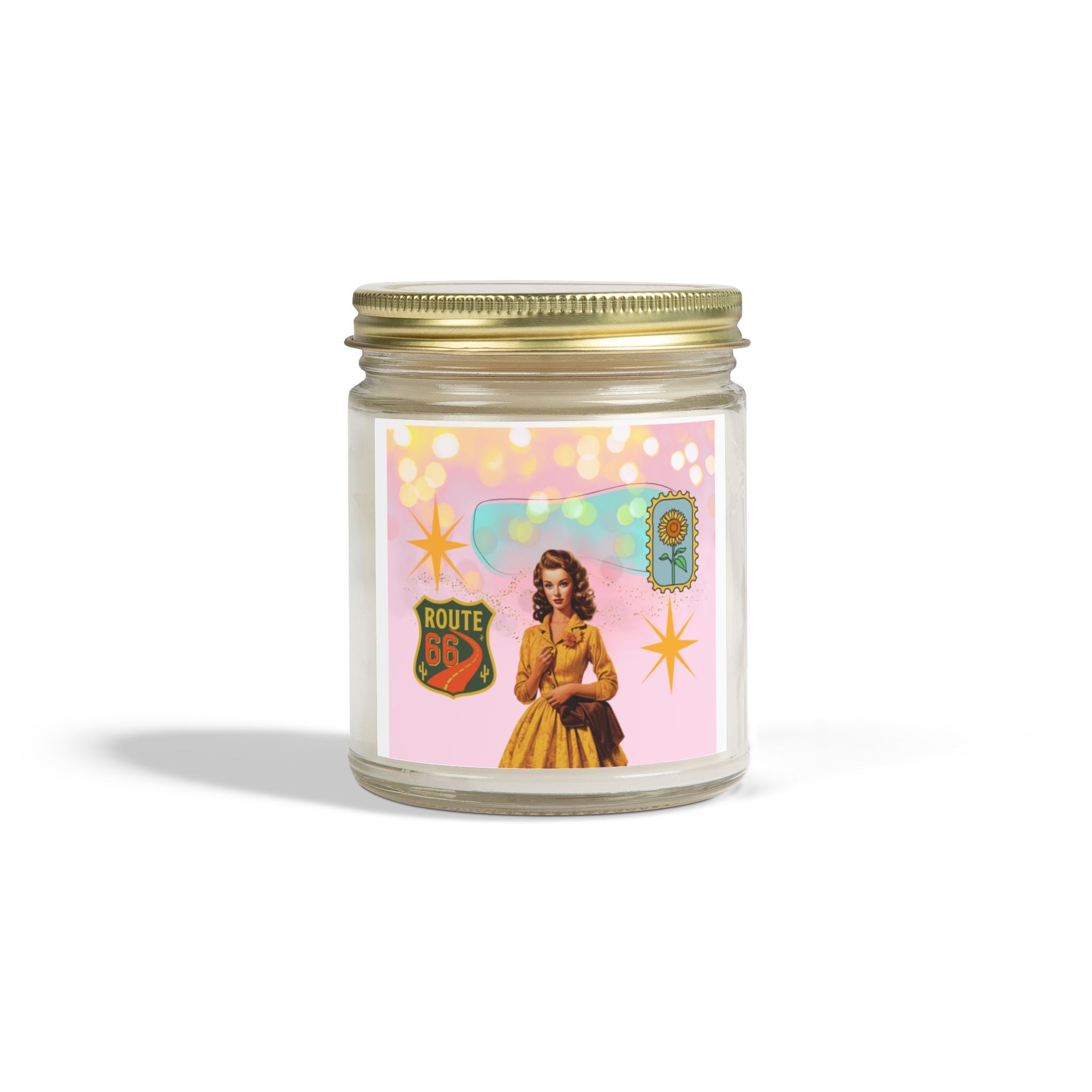 50s Route 66 Stamp Candle 🚗🕯️